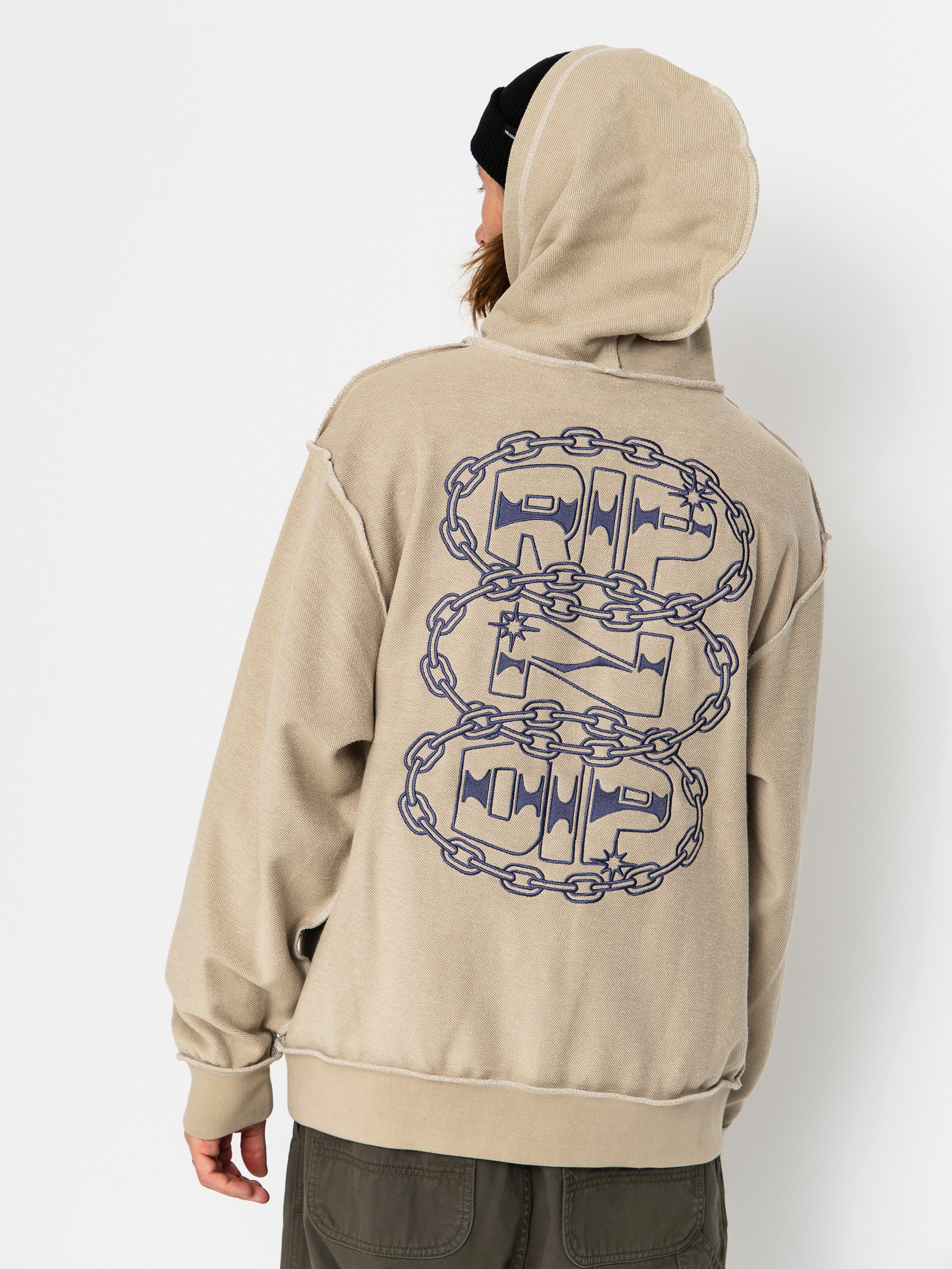 Bluza z kapturem RipNDip Linked Up Reverse Stitched HD (khaki)