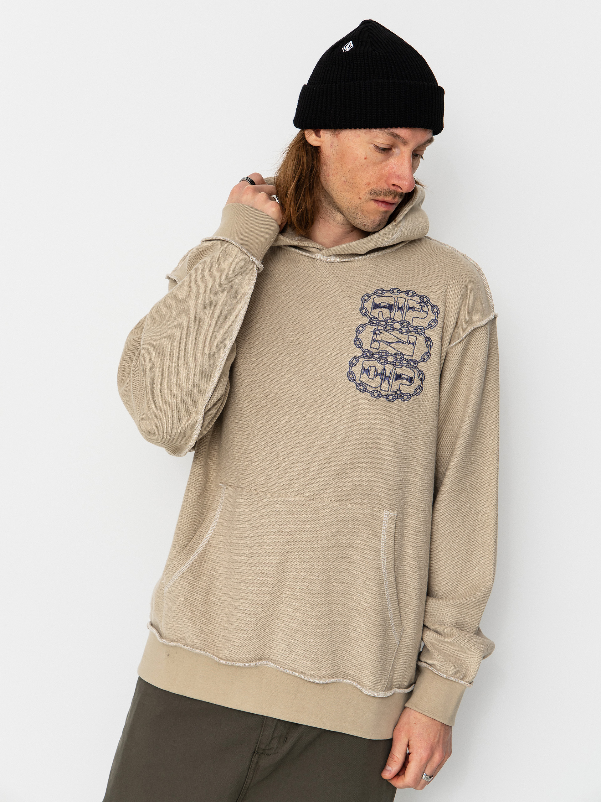 Bluza z kapturem RipNDip Linked Up Reverse Stitched HD (khaki)