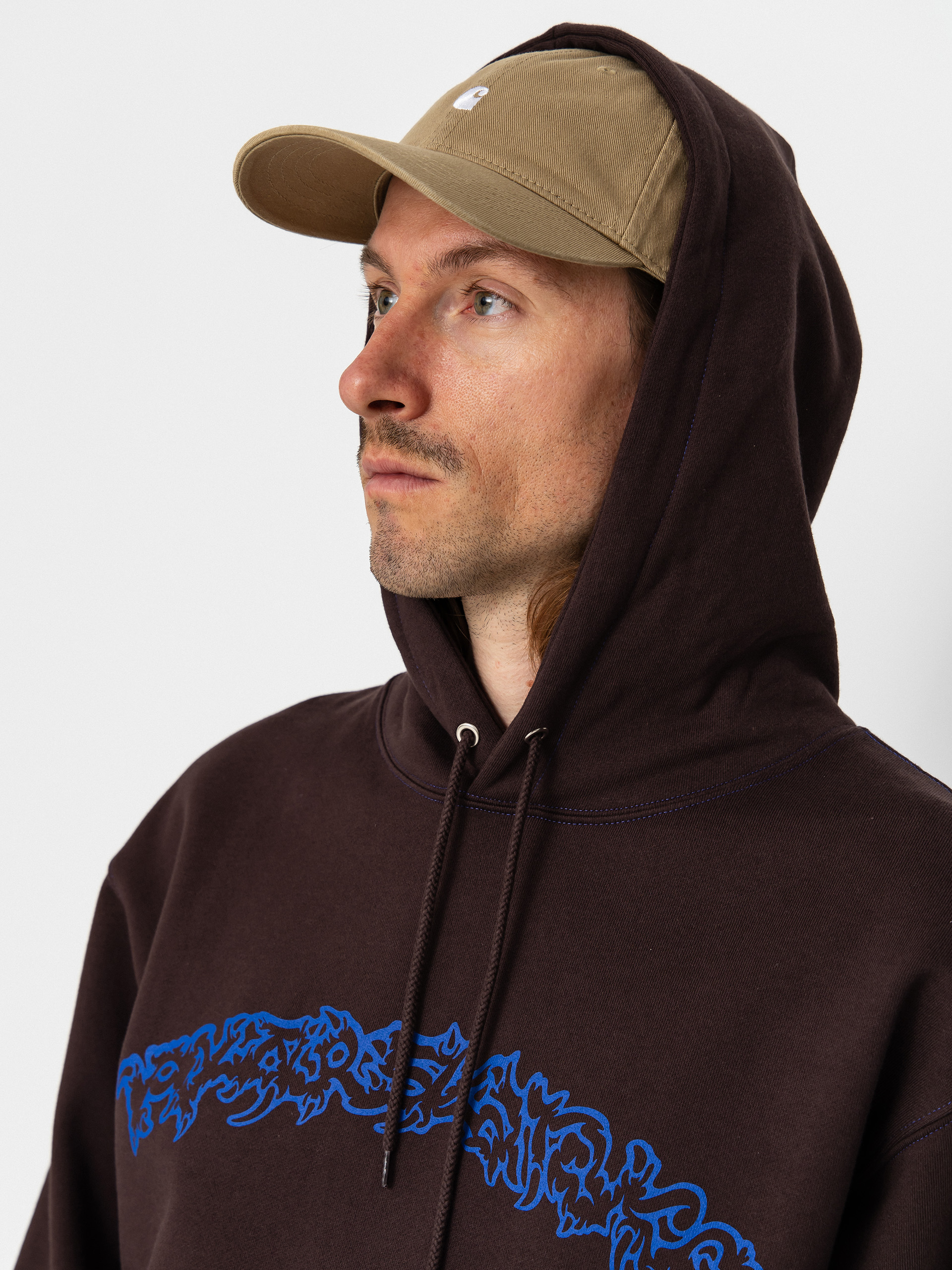 Bluza z kapturem Polar Skate Contrast Dave Crude Logo HD (chocolate)