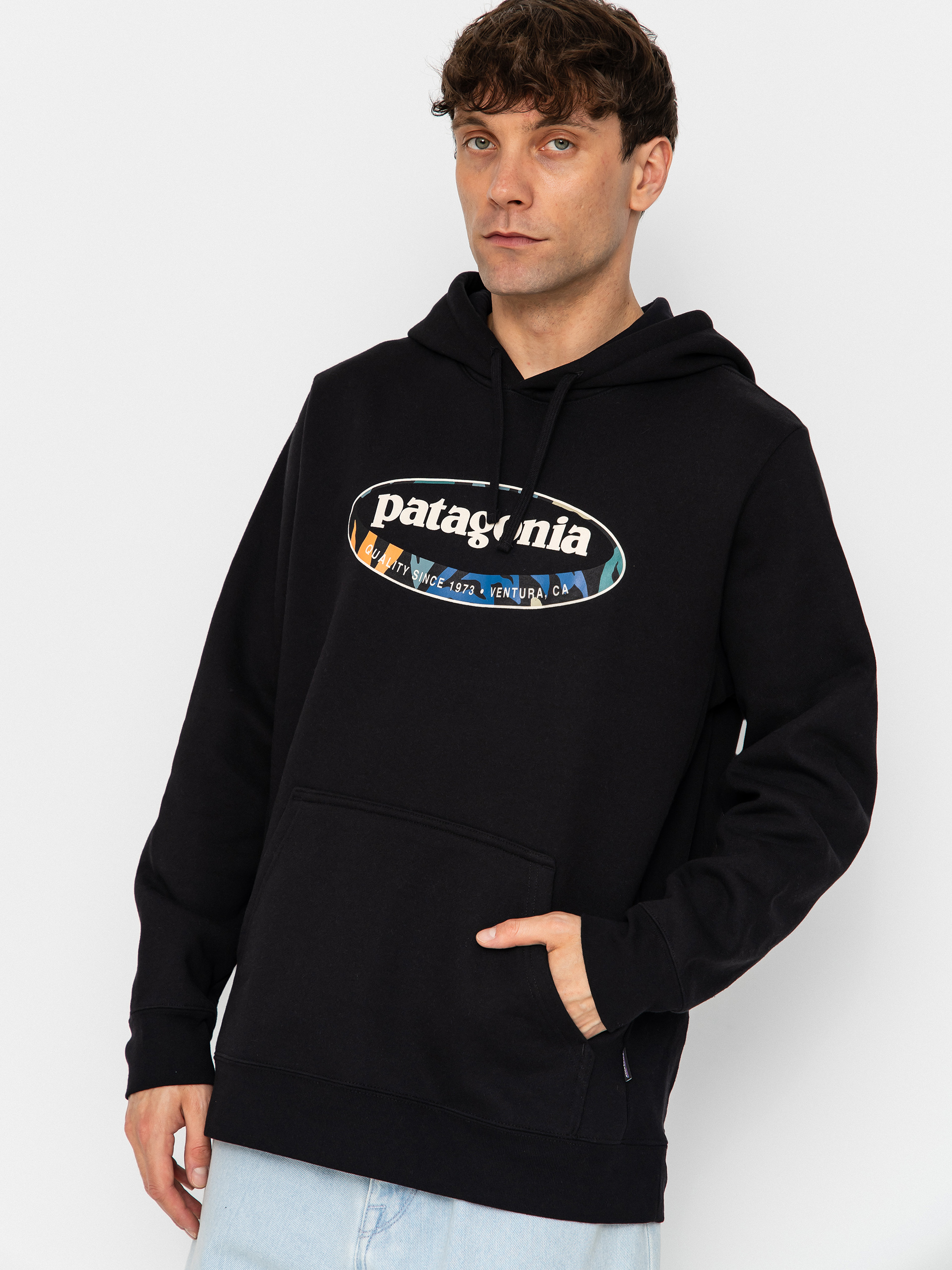 Bluza z kapturem Patagonia 95 Oval Logo Uprisal HD (black/kaleido)
