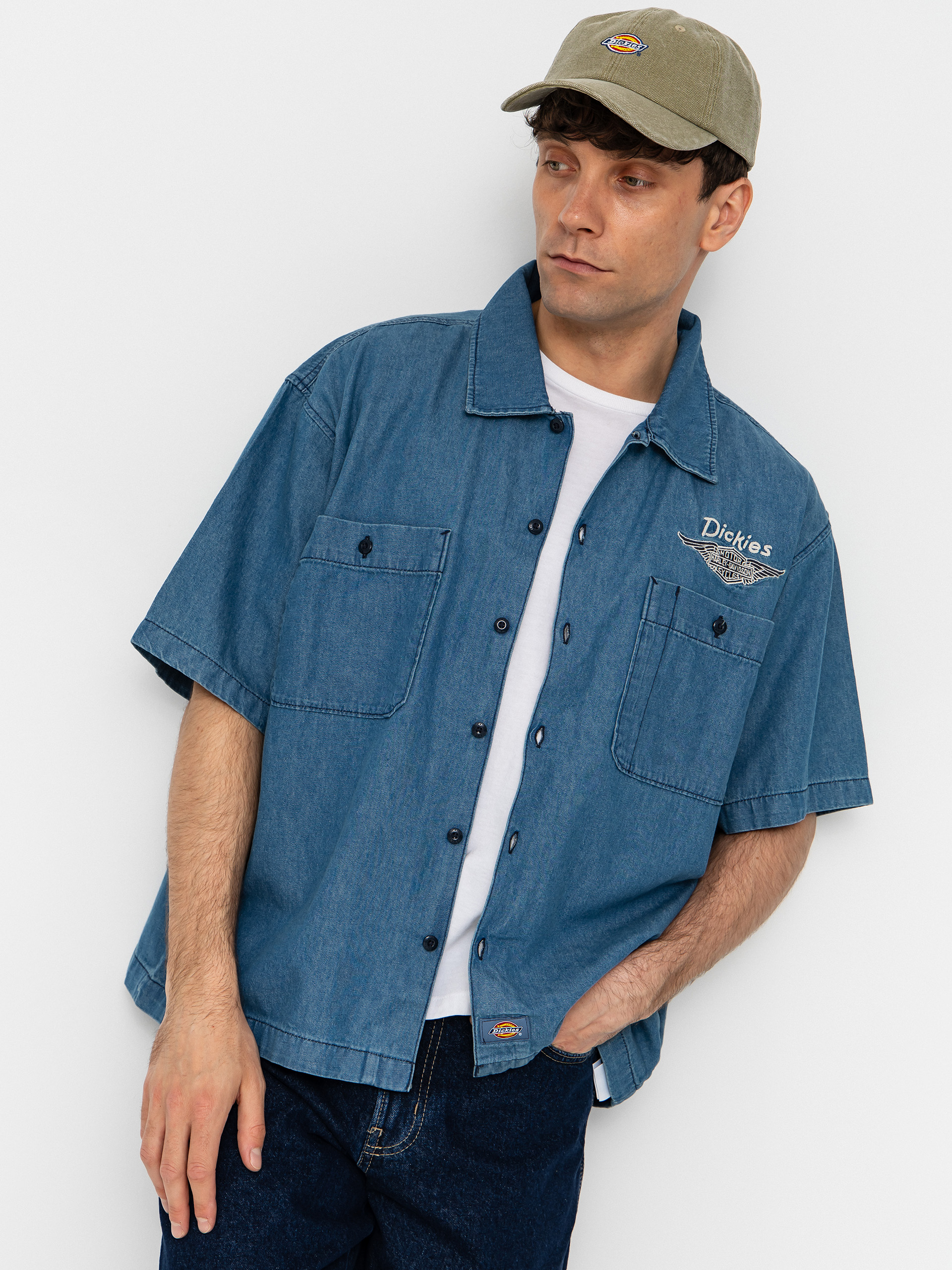 Koszula Dickies X Harley Davidson Boxy Chambray Work (blue chambray)