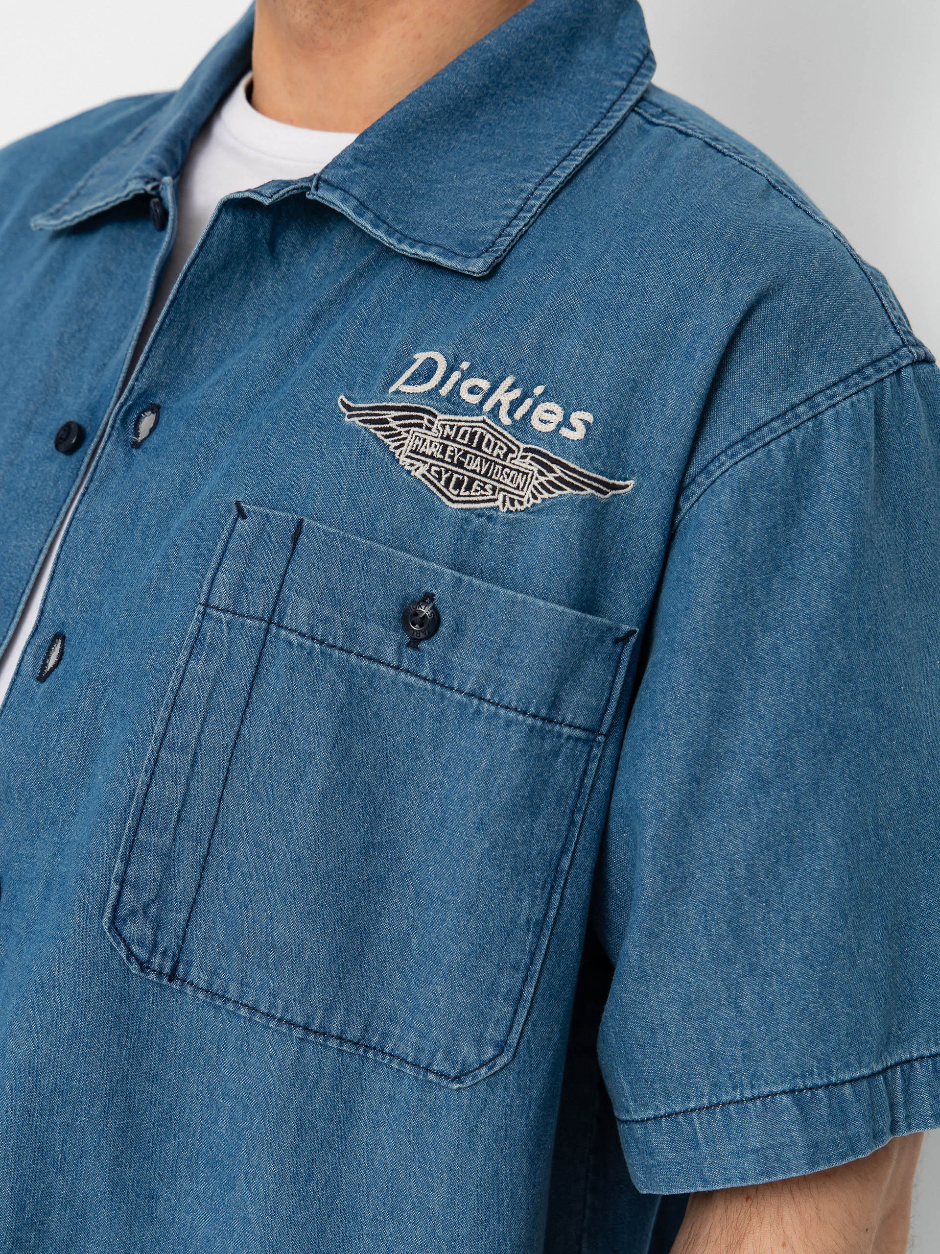 Koszula Dickies X Harley Davidson Boxy Chambray Work (blue chambray)