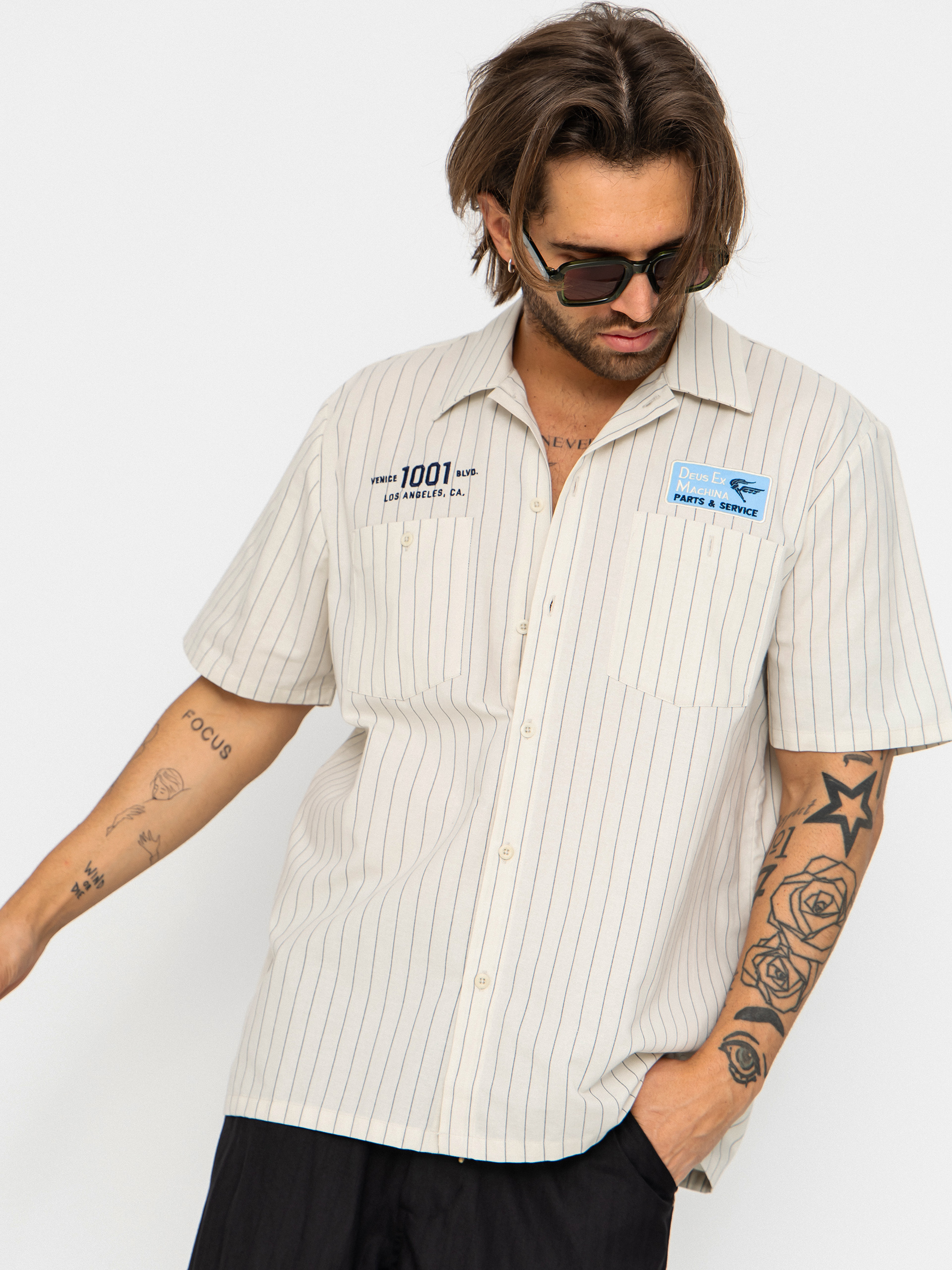 Koszula Deus Ex Machina Forecourt Stripe (dirty white)