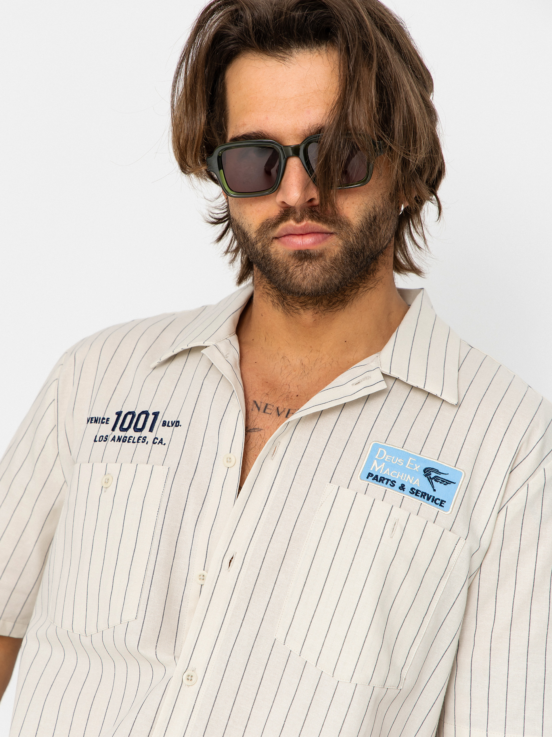 Koszula Deus Ex Machina Forecourt Stripe (dirty white)