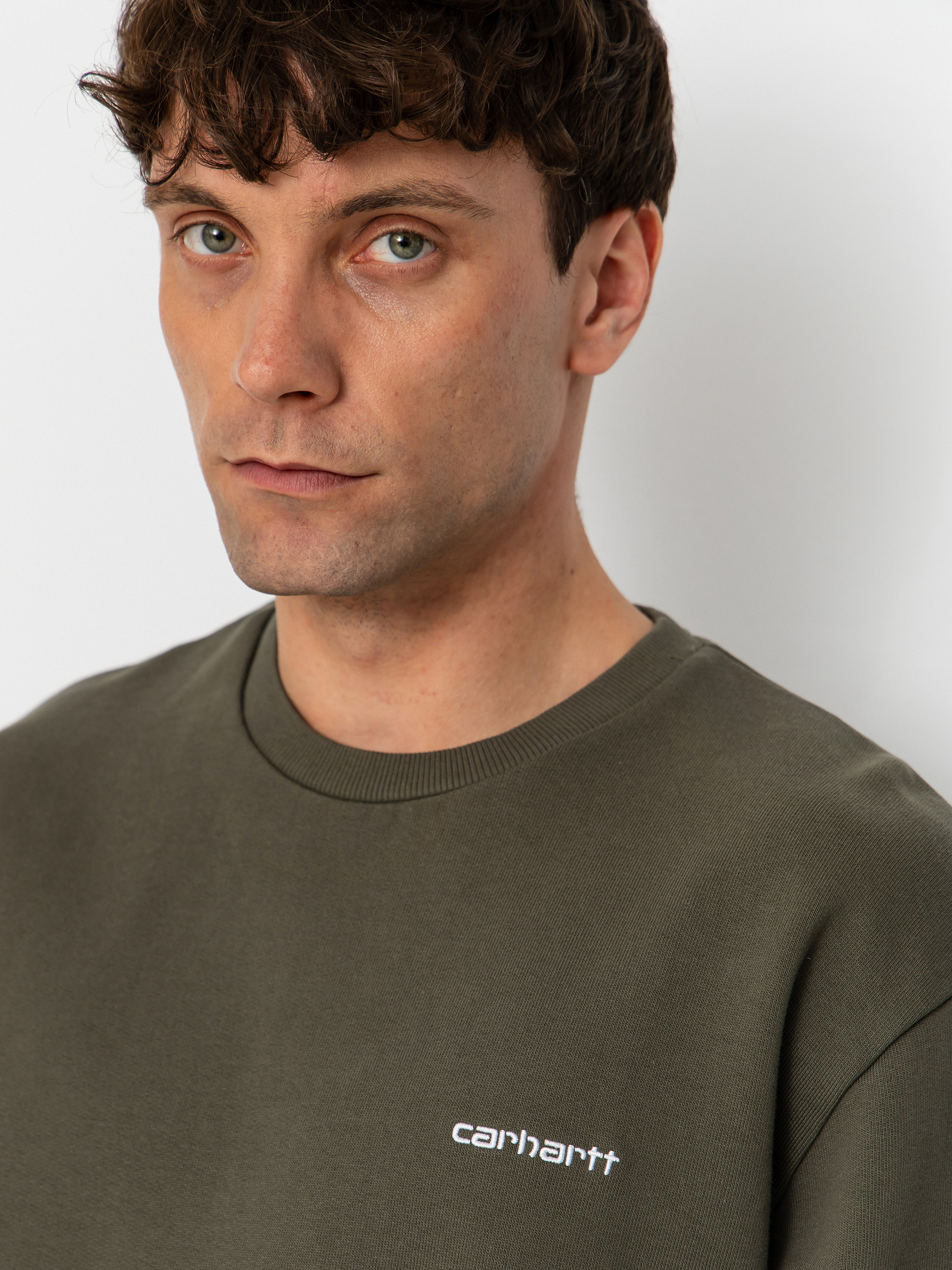 Bluza Carhartt WIP Script Embroidery (leaf/white)