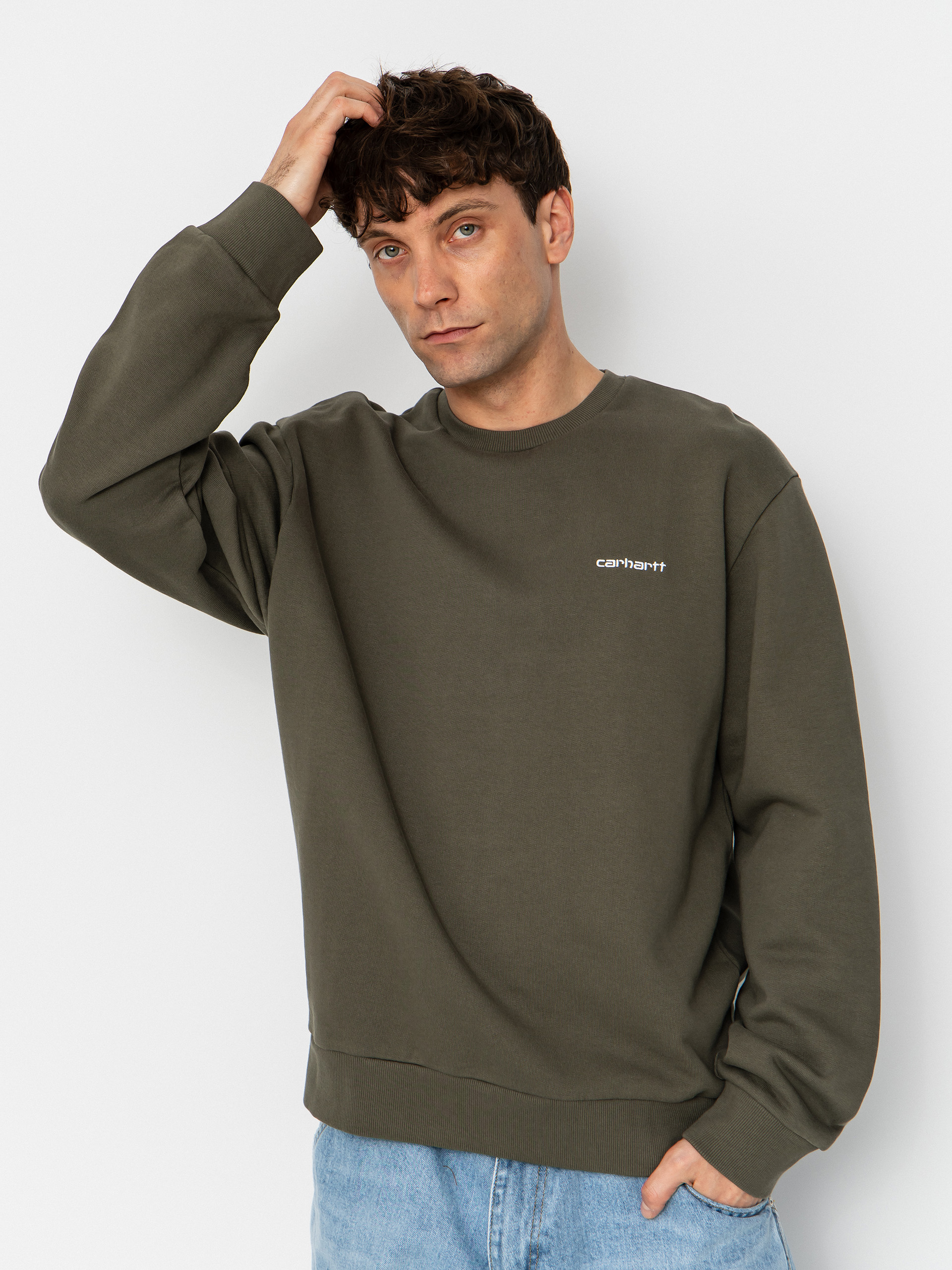 Bluza Carhartt WIP Script Embroidery (leaf/white)
