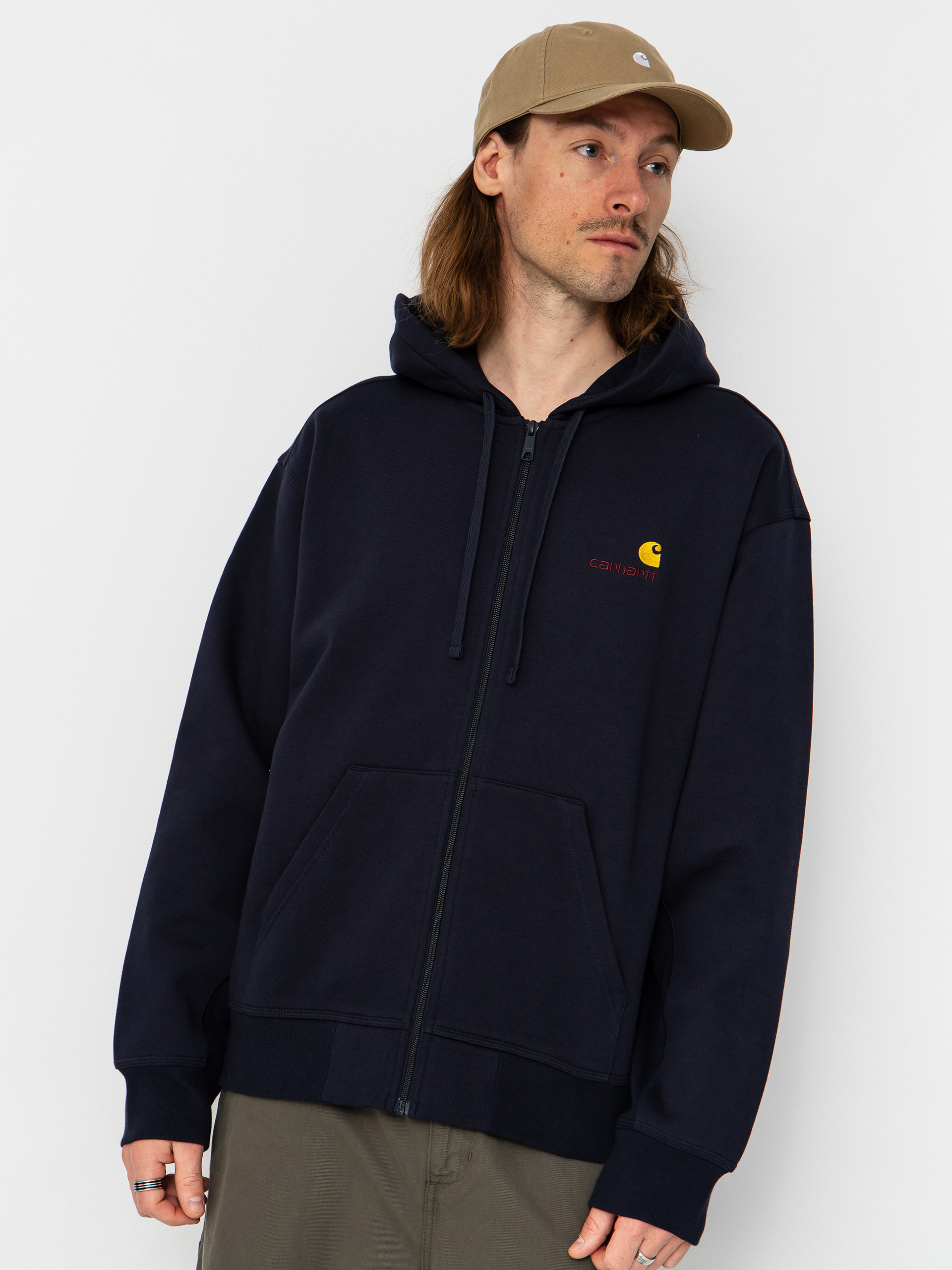 Bluza z kapturem Carhartt WIP American Script ZHD (deep night)