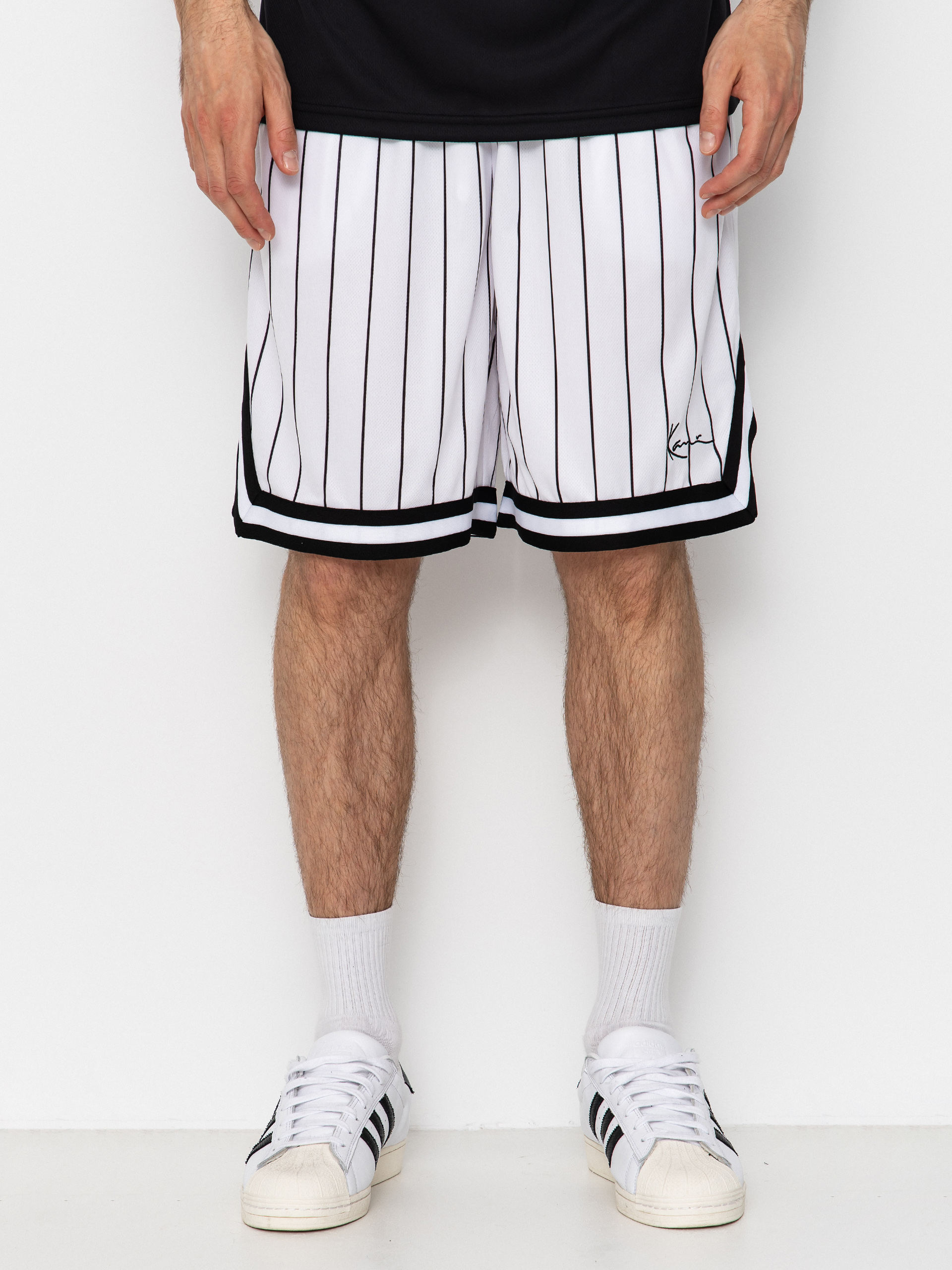 Szorty Karl Kani Small Signature Pinstripe Mesh (white/black)