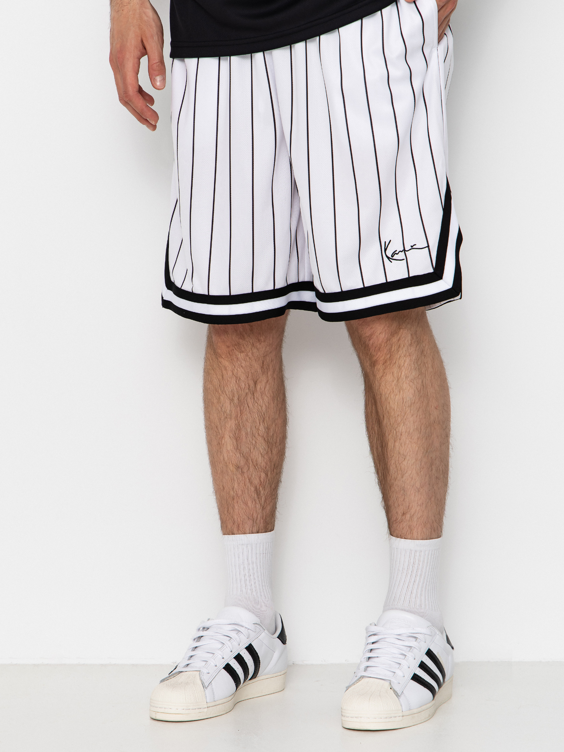 Szorty Karl Kani Small Signature Pinstripe Mesh (white/black)