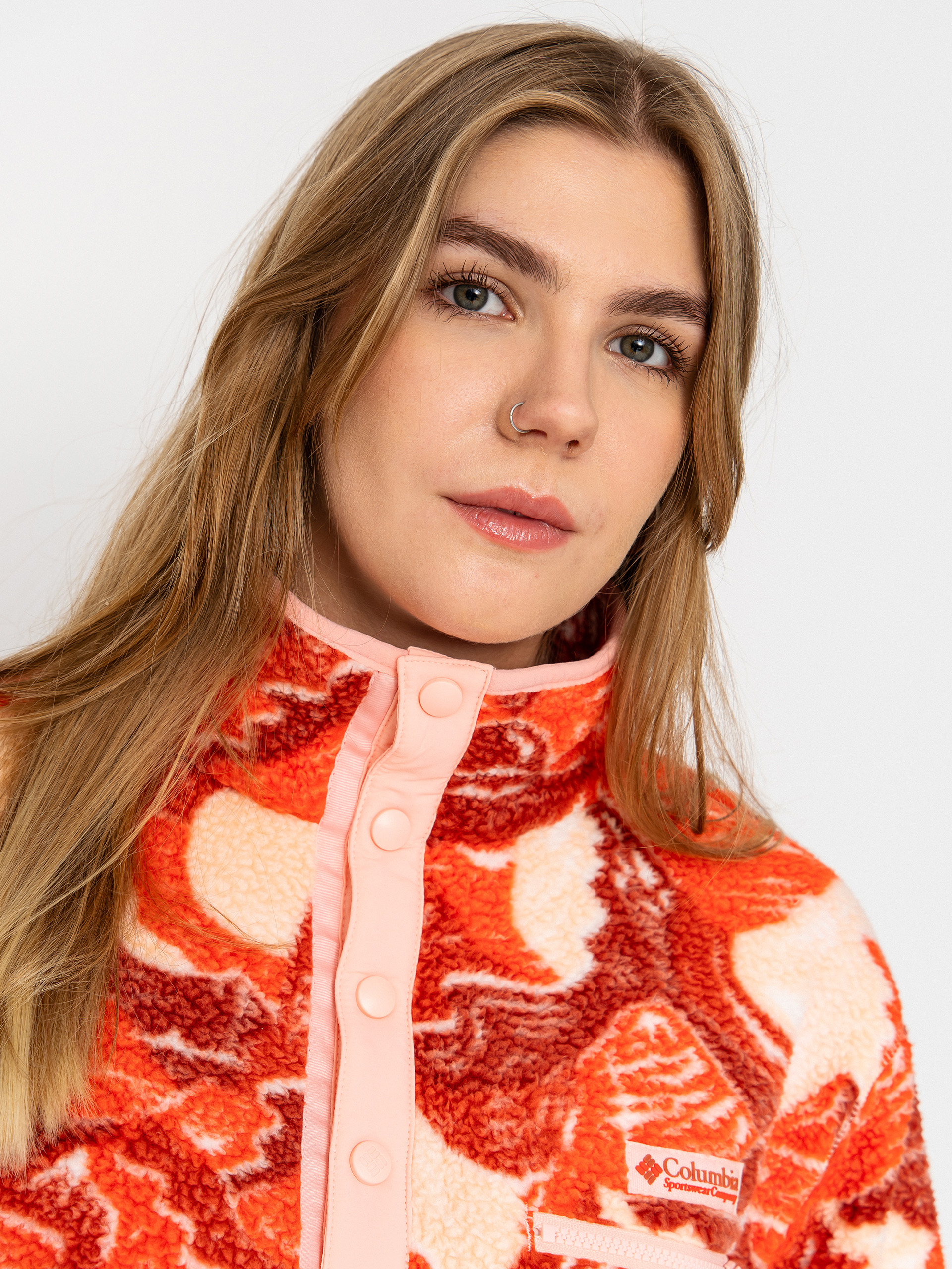 Damski Polar Columbia Helvetia II Printed Cropped Half Snap (poppy red/sunscape)