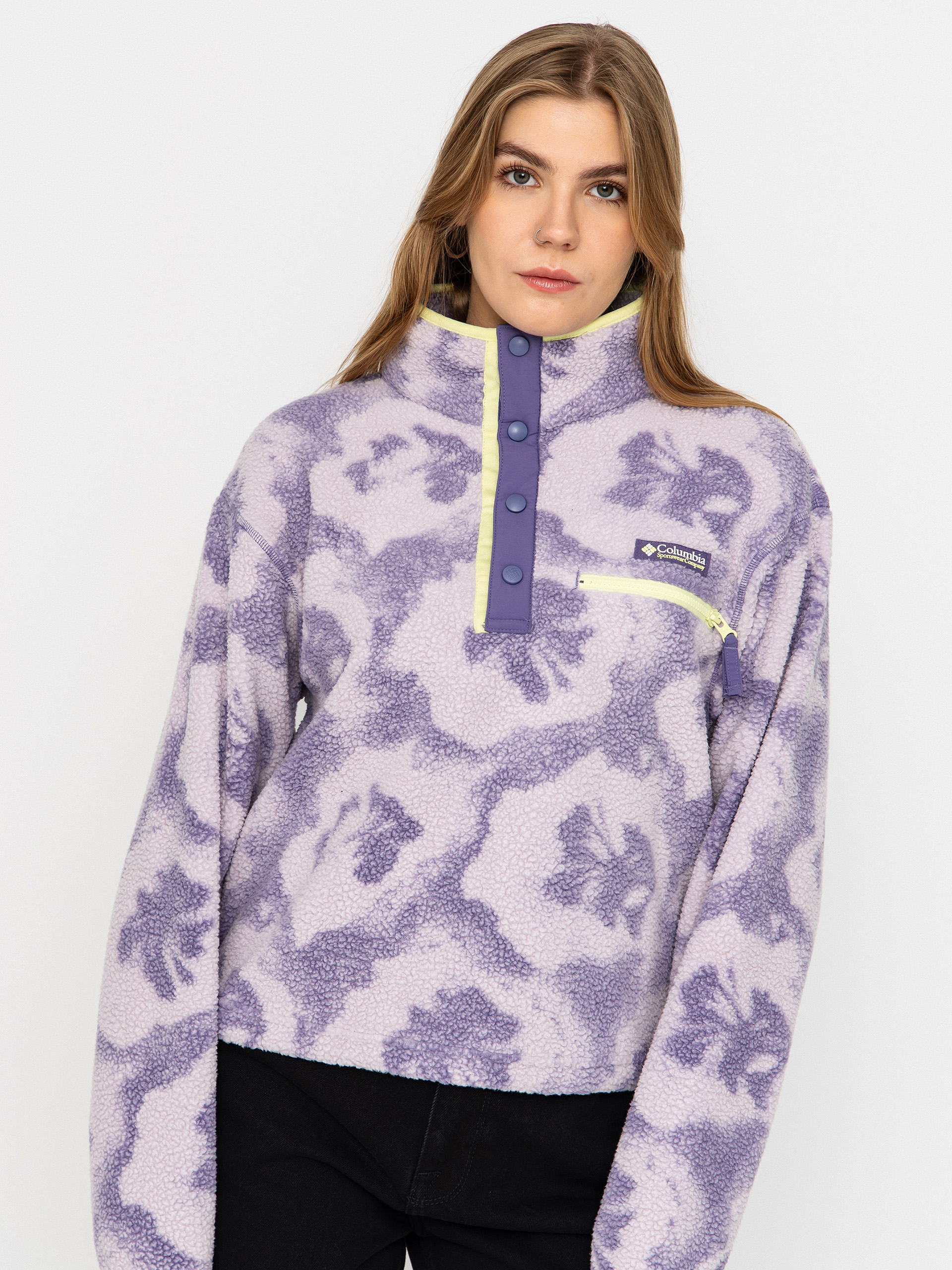 Polar Columbia Helvetia II Printed Cropped Half Snap Wmn (stormwatch/sprayflower)