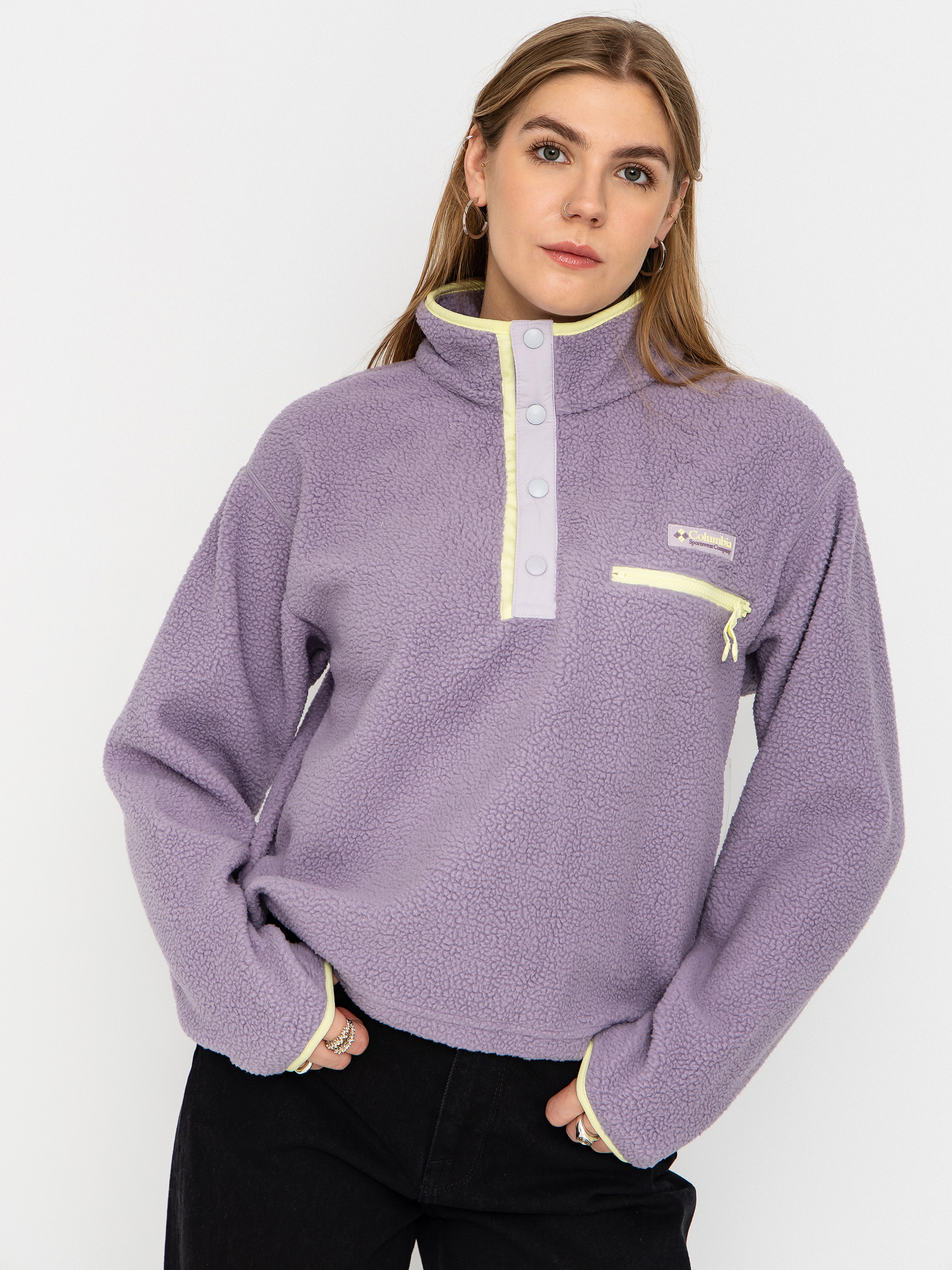 Polar Columbia Helvetia II Cropped Half Snap Wmn (shale purple/lavender pearl/citron haze)