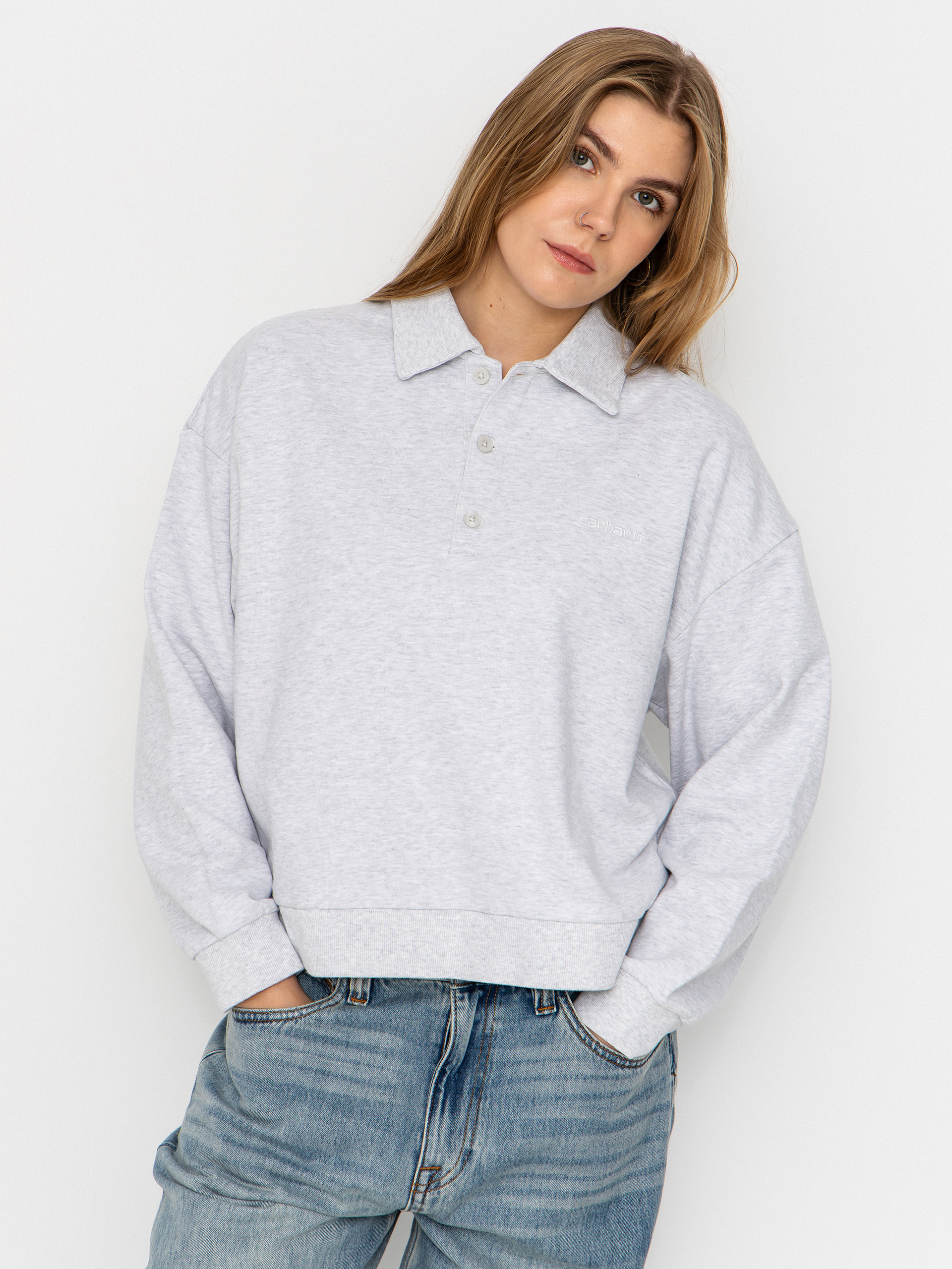 Bluza Carhartt WIP Brenta Polo Wmn (ash heather/white)