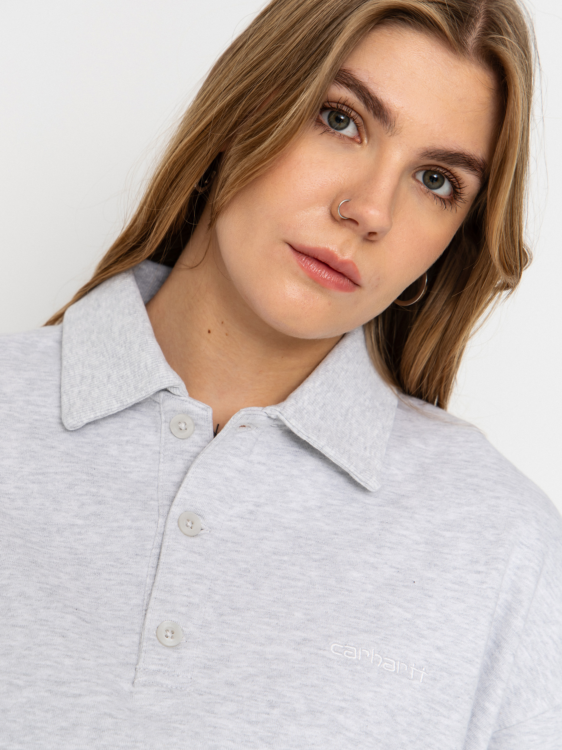 Bluza Carhartt WIP Brenta Polo Wmn (ash heather/white)