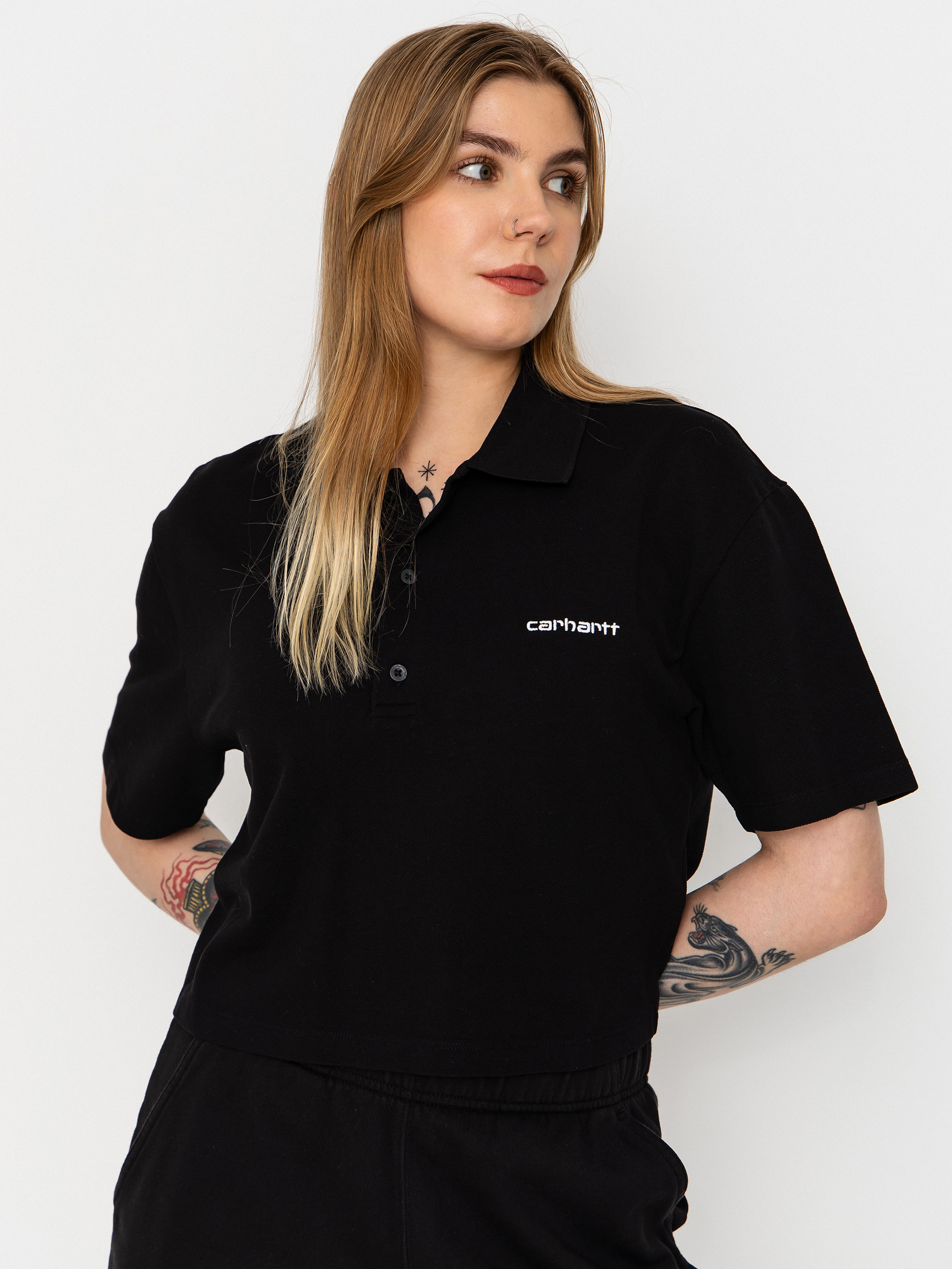 T-shirt Carhartt WIP Script Polo Wmn (black/white)