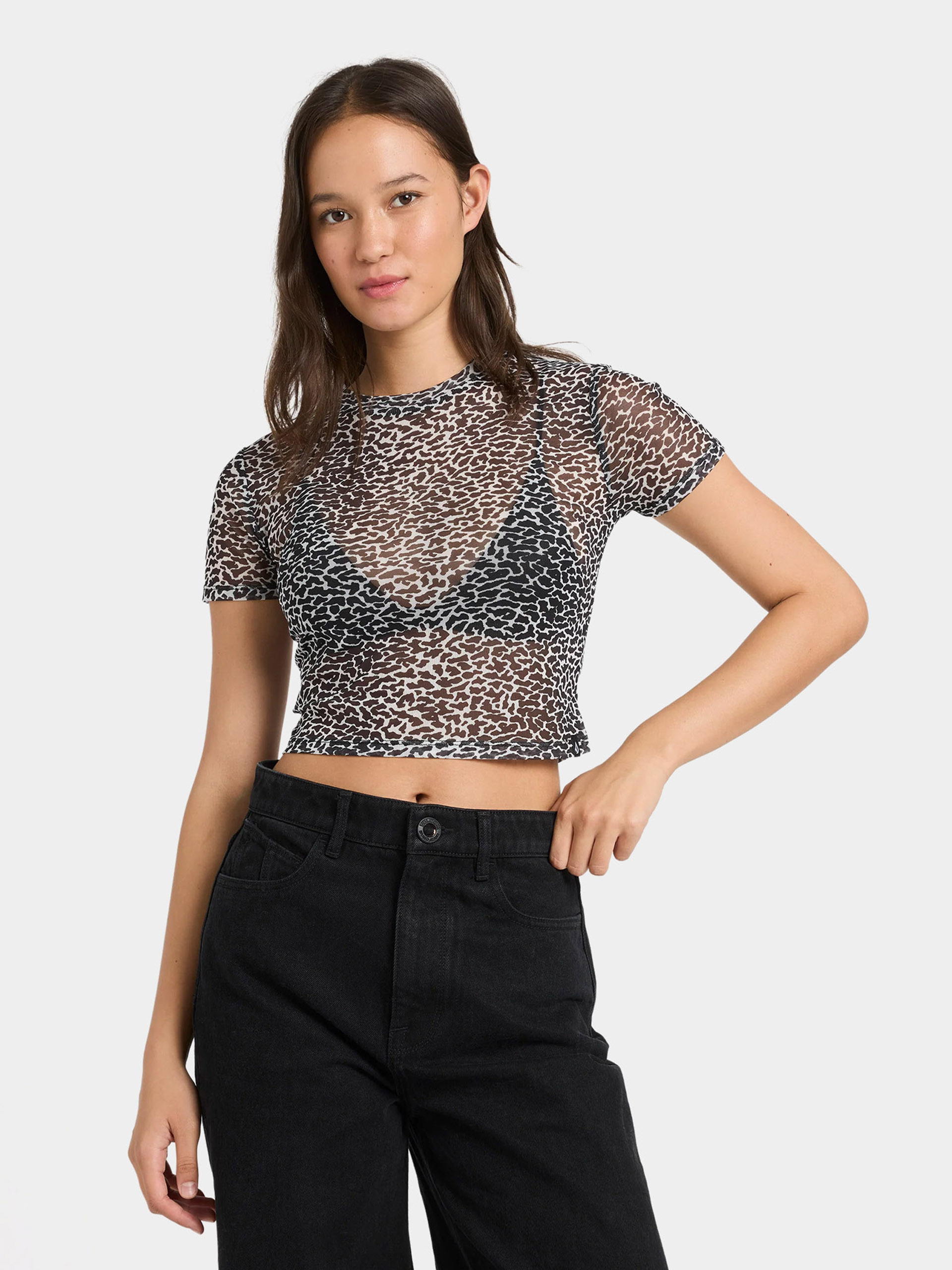 T-shirt Volcom Rawly Knit Mesh Wmn (black white)