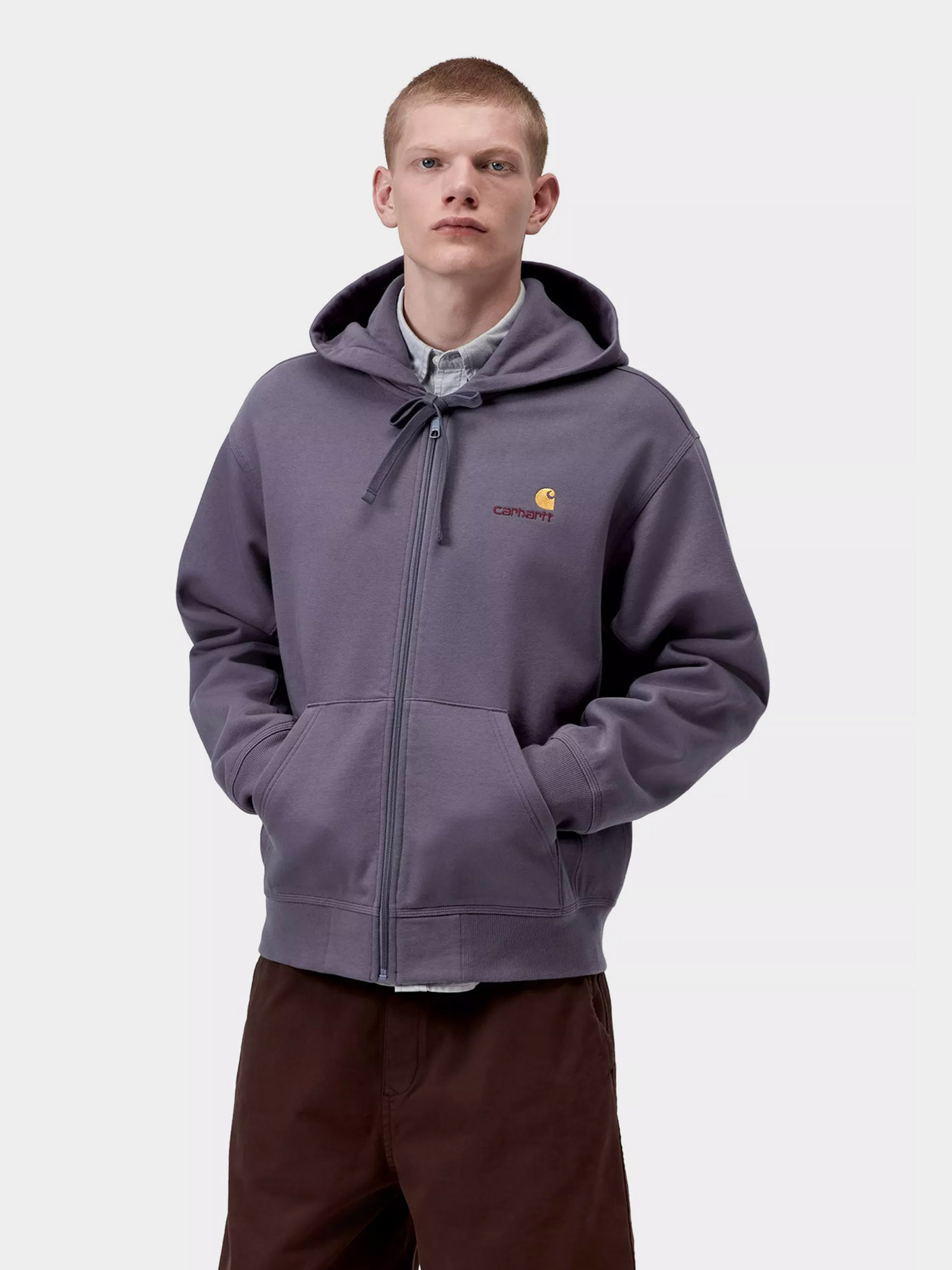 Bluza z kapturem Carhartt WIP American Script ZHD (shady purple)