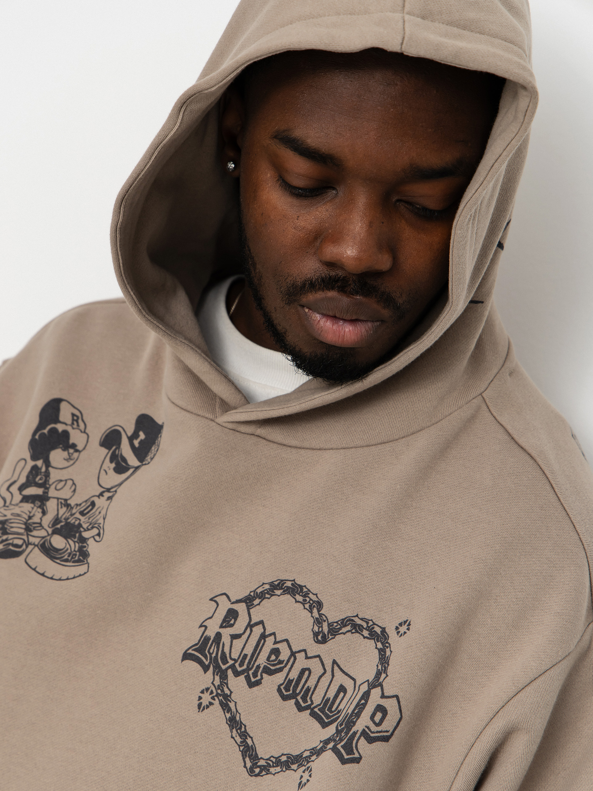 Bluza z kapturem RipNDip Westside Distressed HD (dark sand wash)