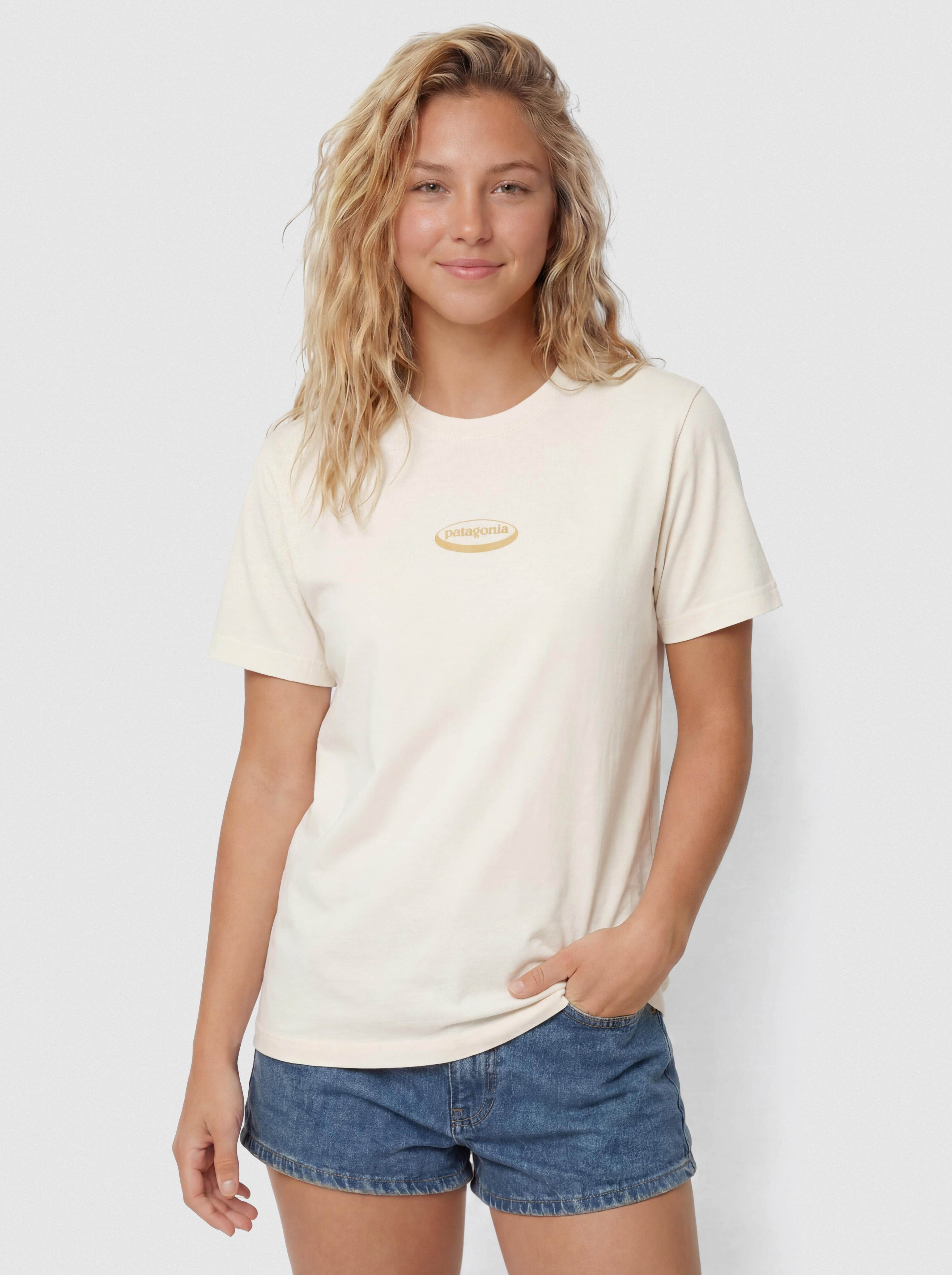 T-shirt Patagonia 95 Oval Logo Oversized Wmn (undyed natural)