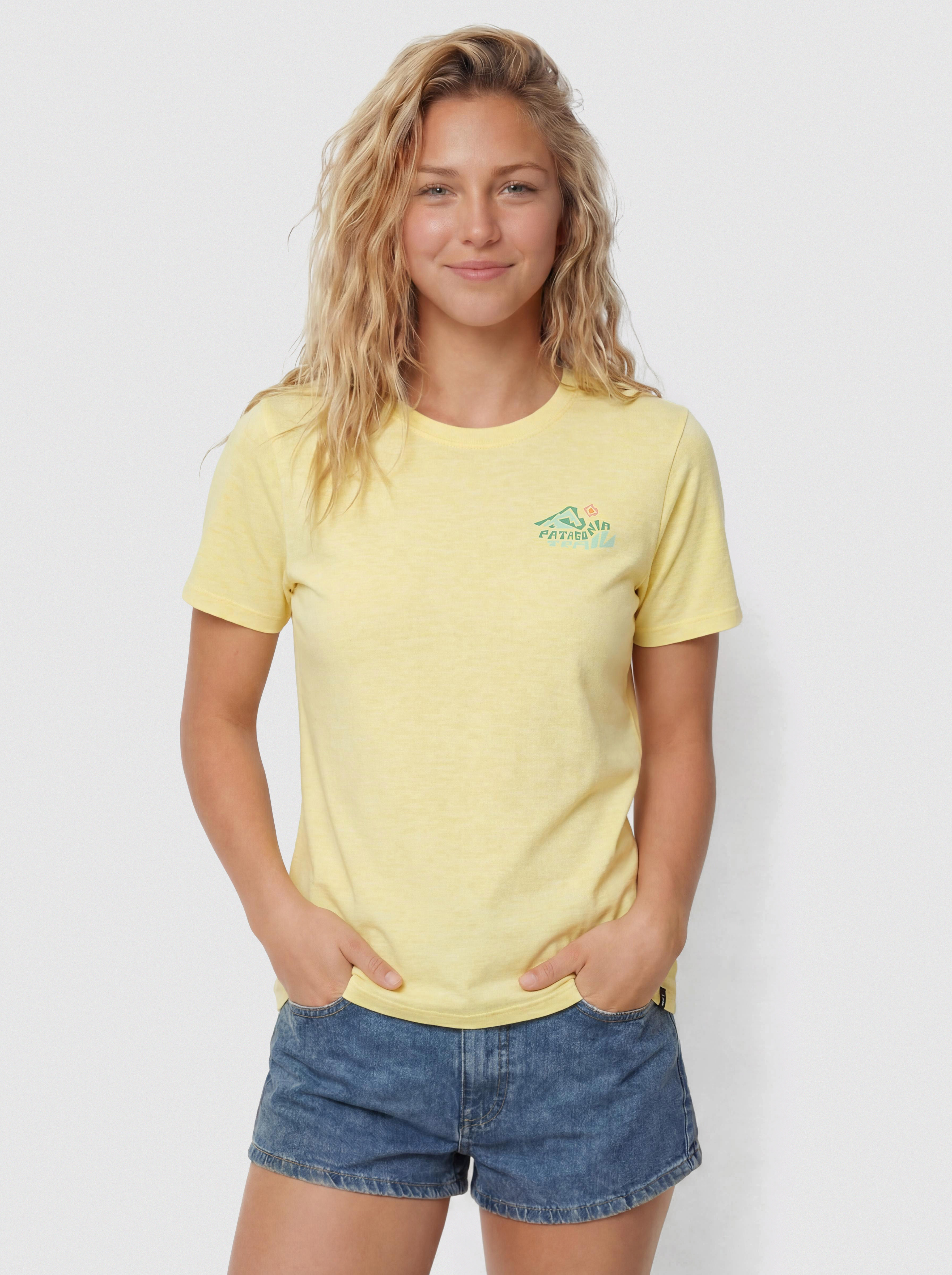 T-shirt Patagonia Capilene Cool Trailcheck Wmn (lemon zest)