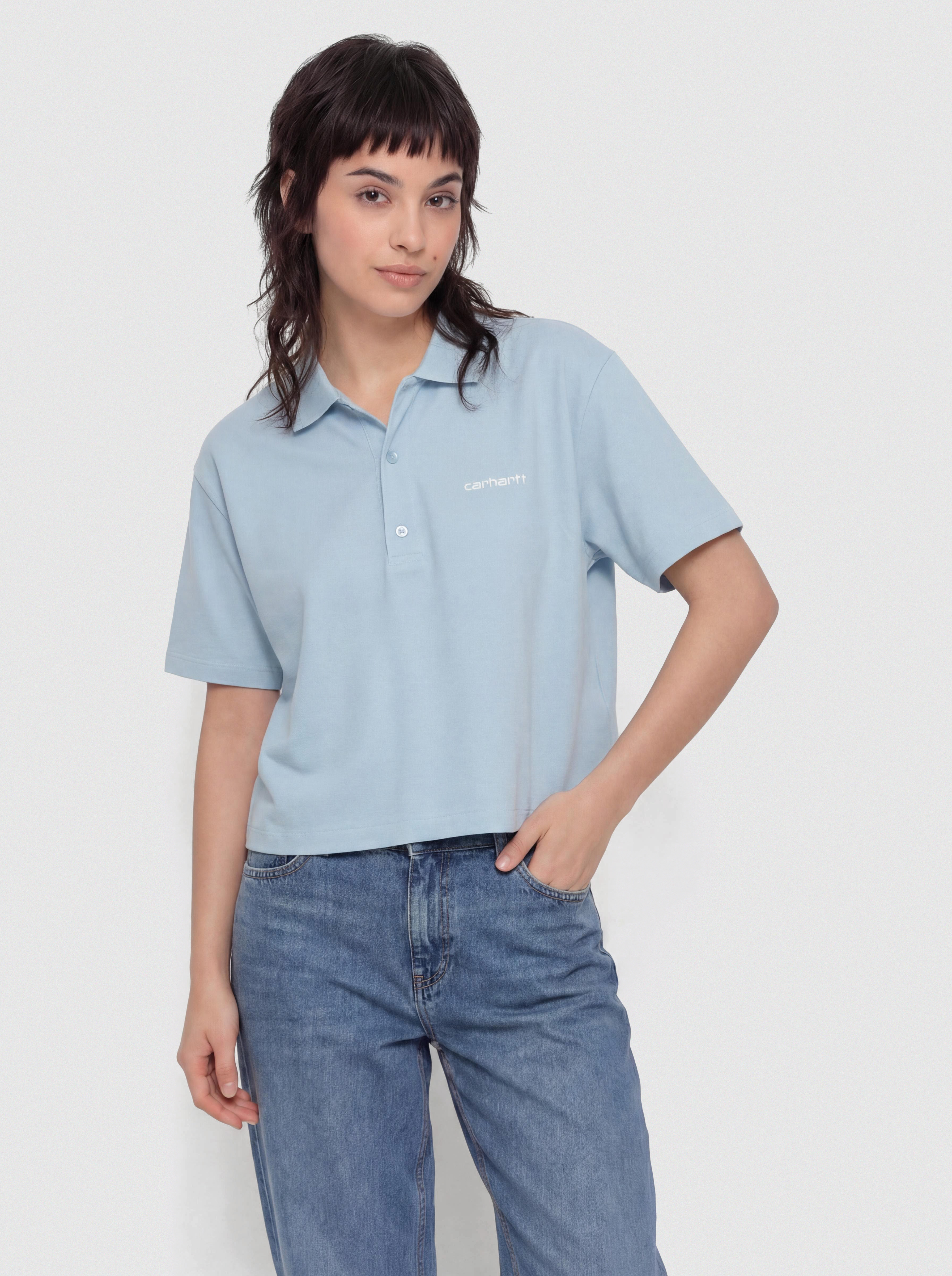 T-shirt Carhartt WIP Script Polo Wmn (icaria/white)