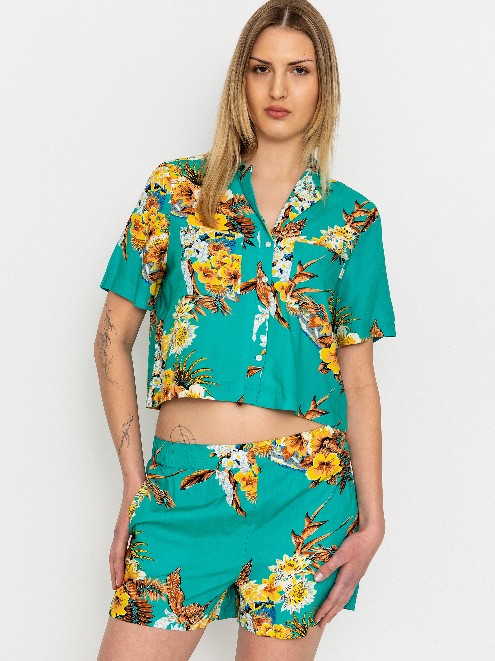 Koszula Brixton Campos Button Down Wmn (retro green flor campos)