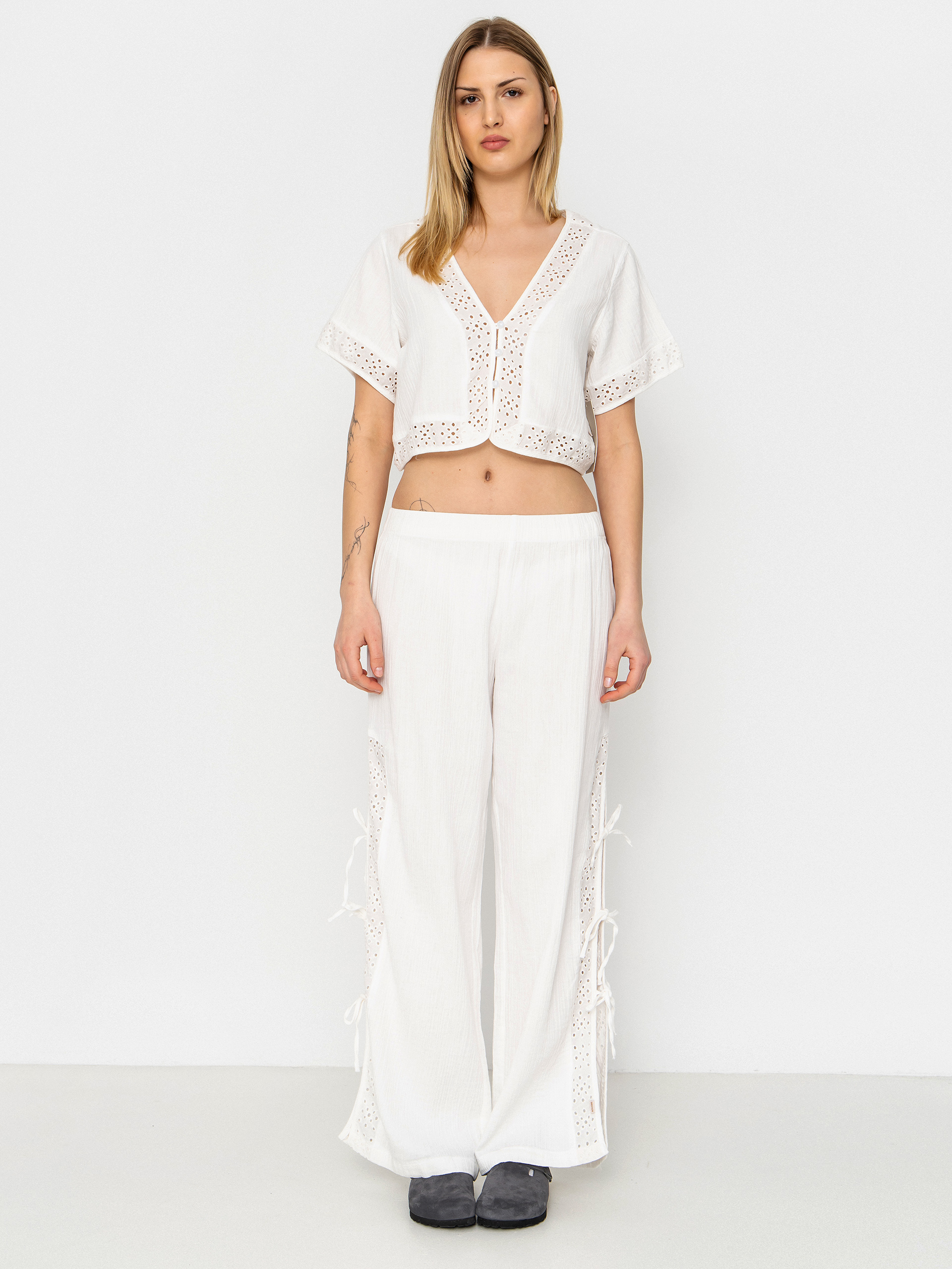 Spodnie Brixton Seaside Eyelet Wide Leg Wmn (off white eyelet)