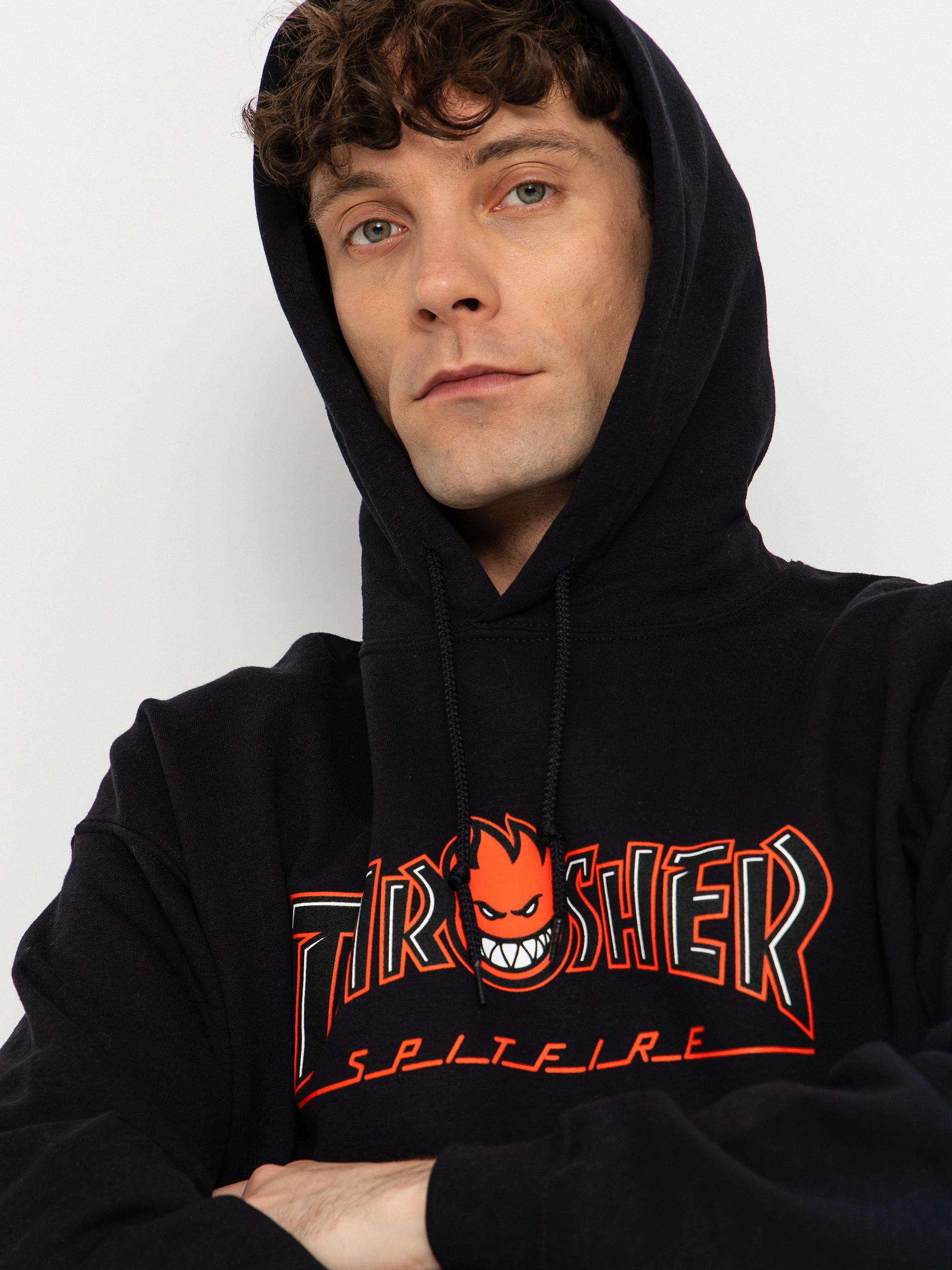 Bluza z kapturem Thrasher x Spitfire Big Head Outline HD (black)