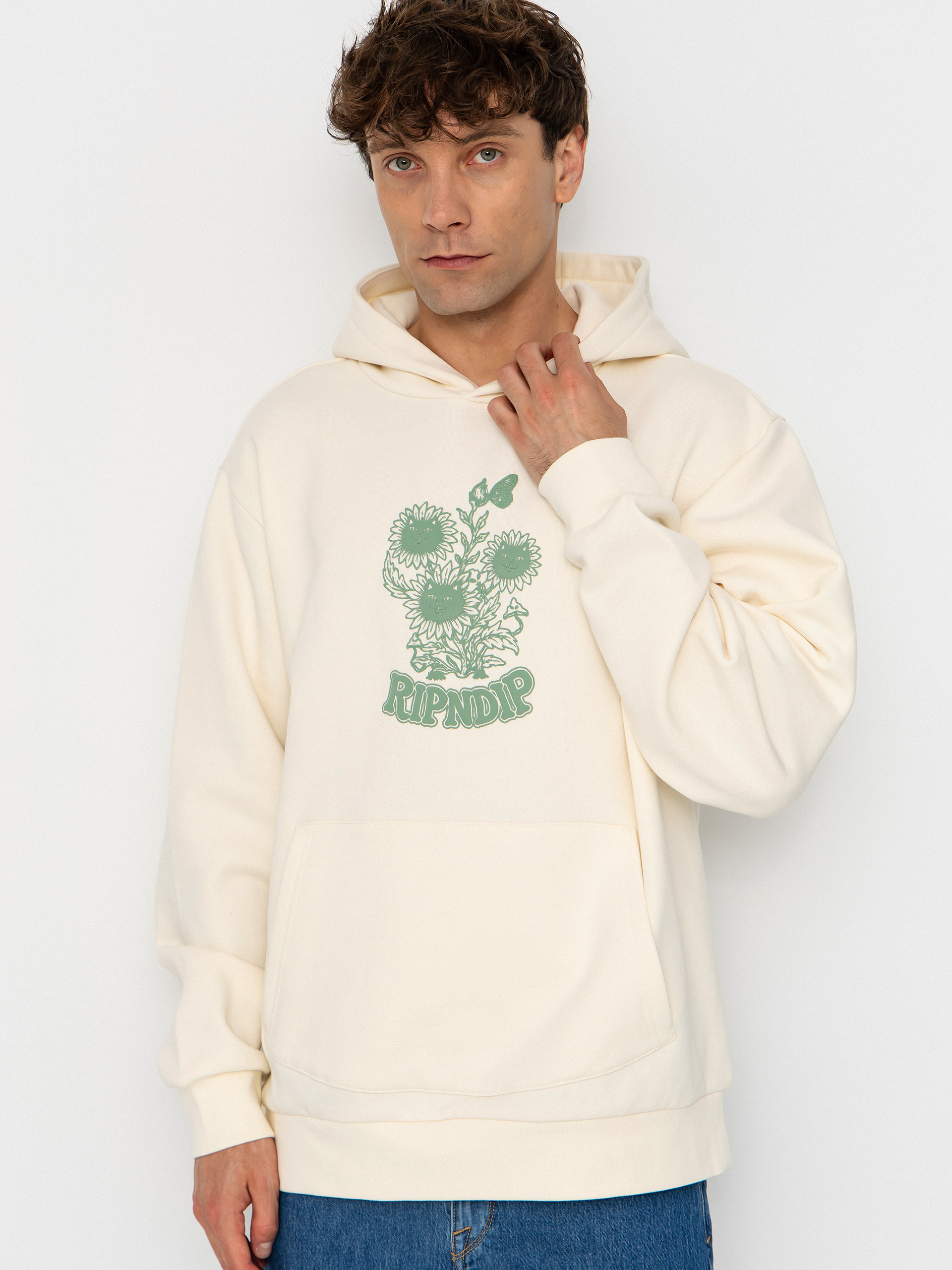 Bluza z kapturem RipNDip Where The Flowers Bloom HD (bone)
