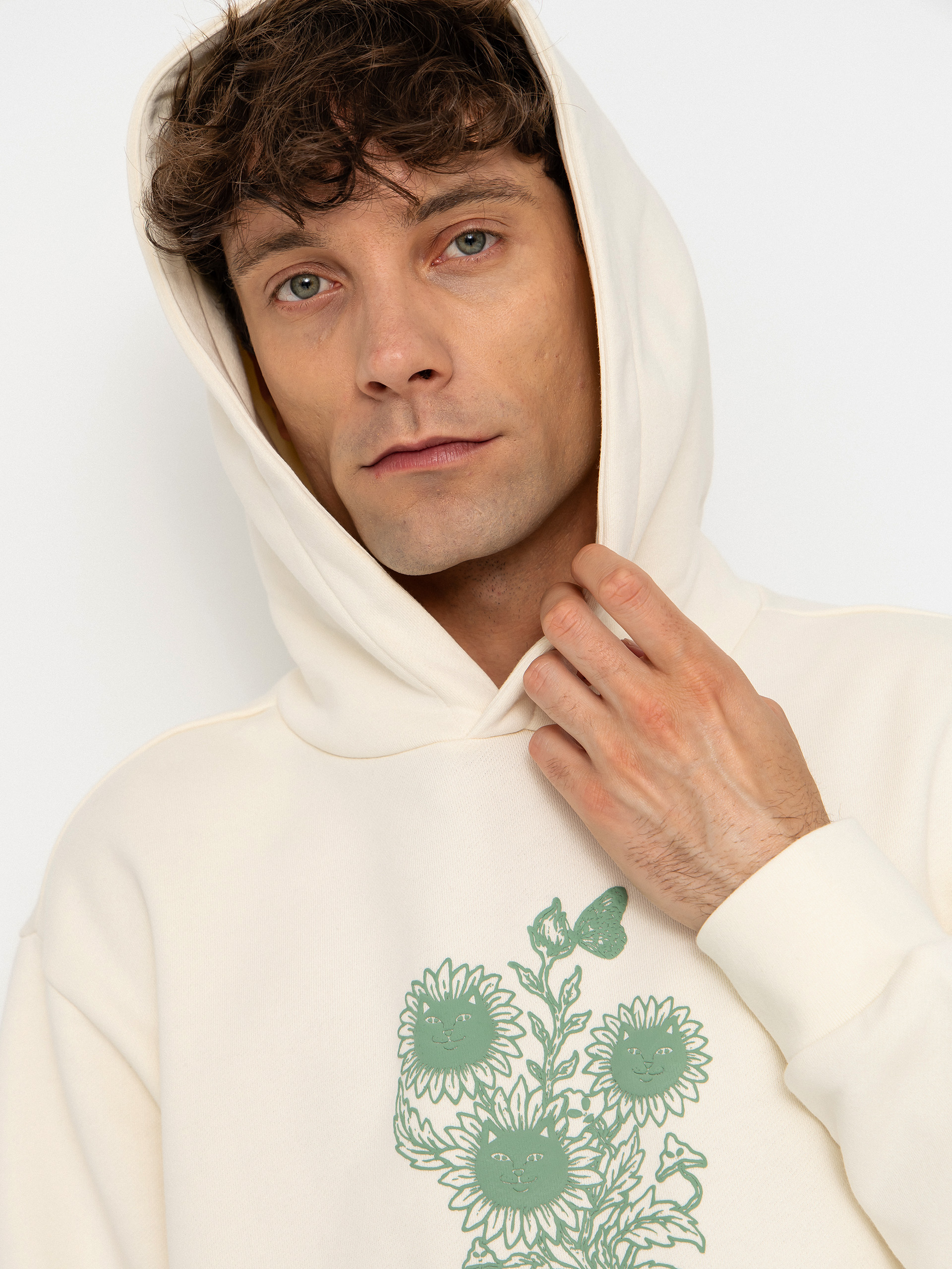 Bluza z kapturem RipNDip Where The Flowers Bloom HD (bone)