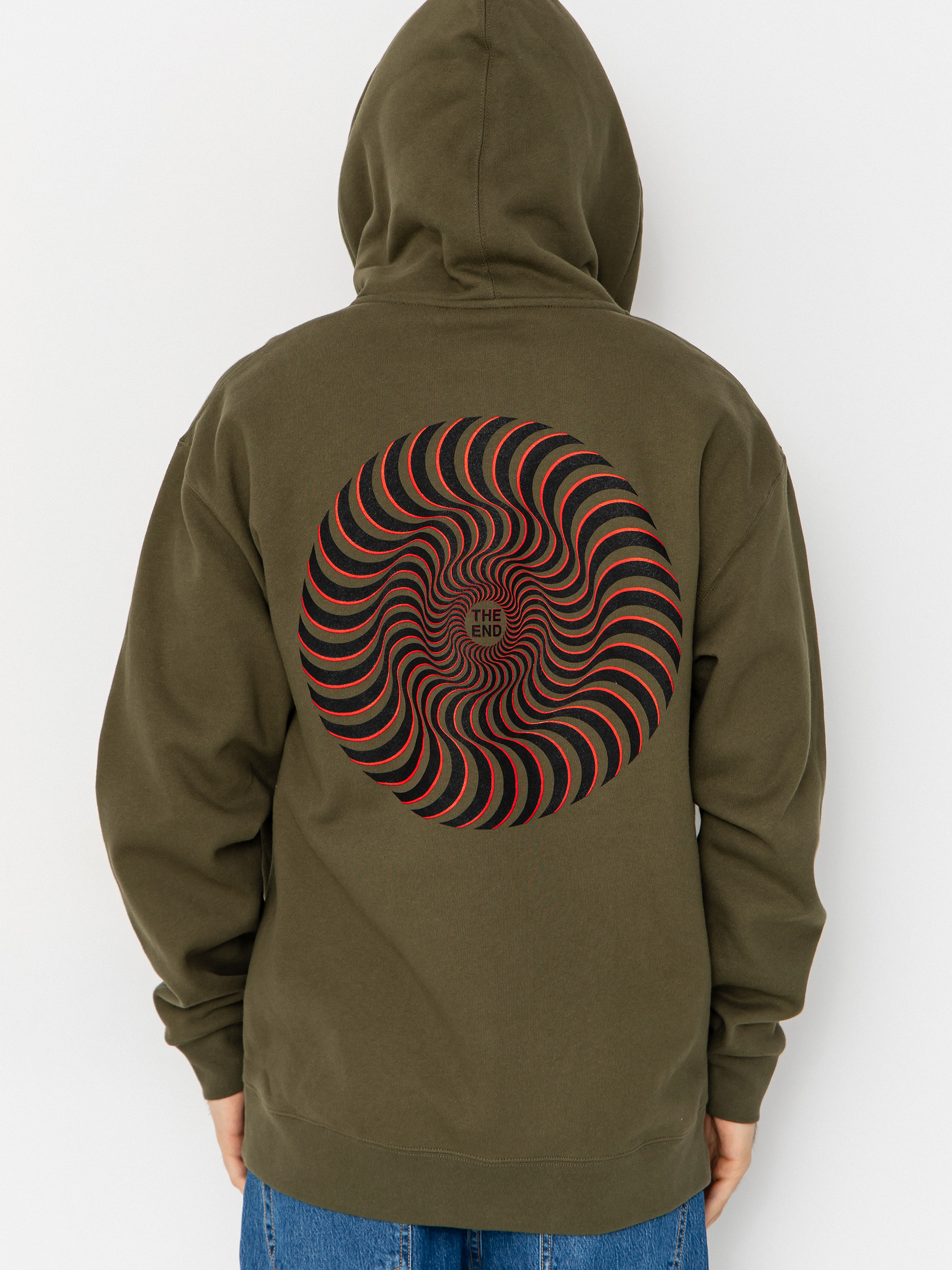 Bluza z kapturem Spitfire Classic Swirl Overlay ZHD (army w/black red prints)