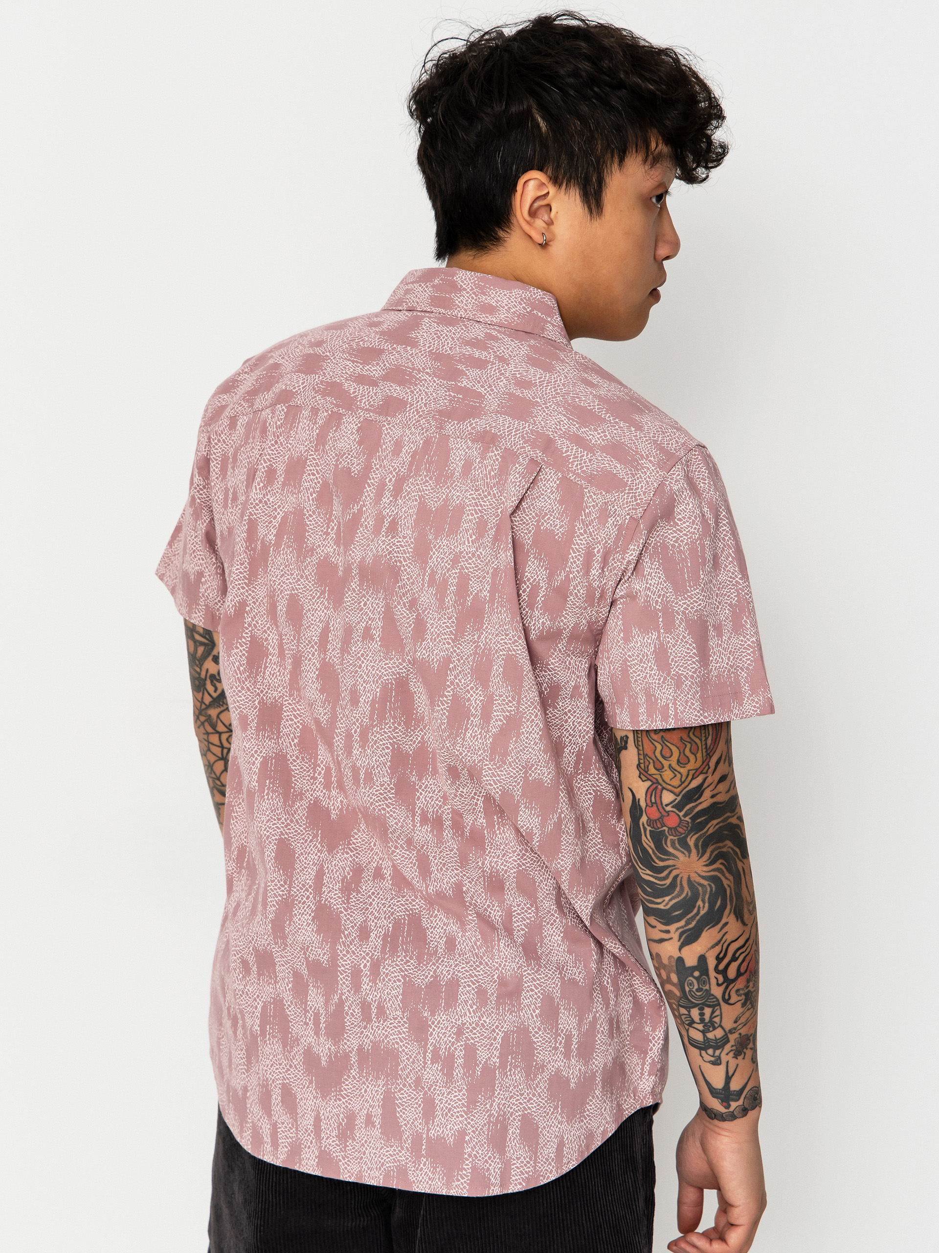 Koszula Brixton Charter Print (dark pink/silver crackle paint)