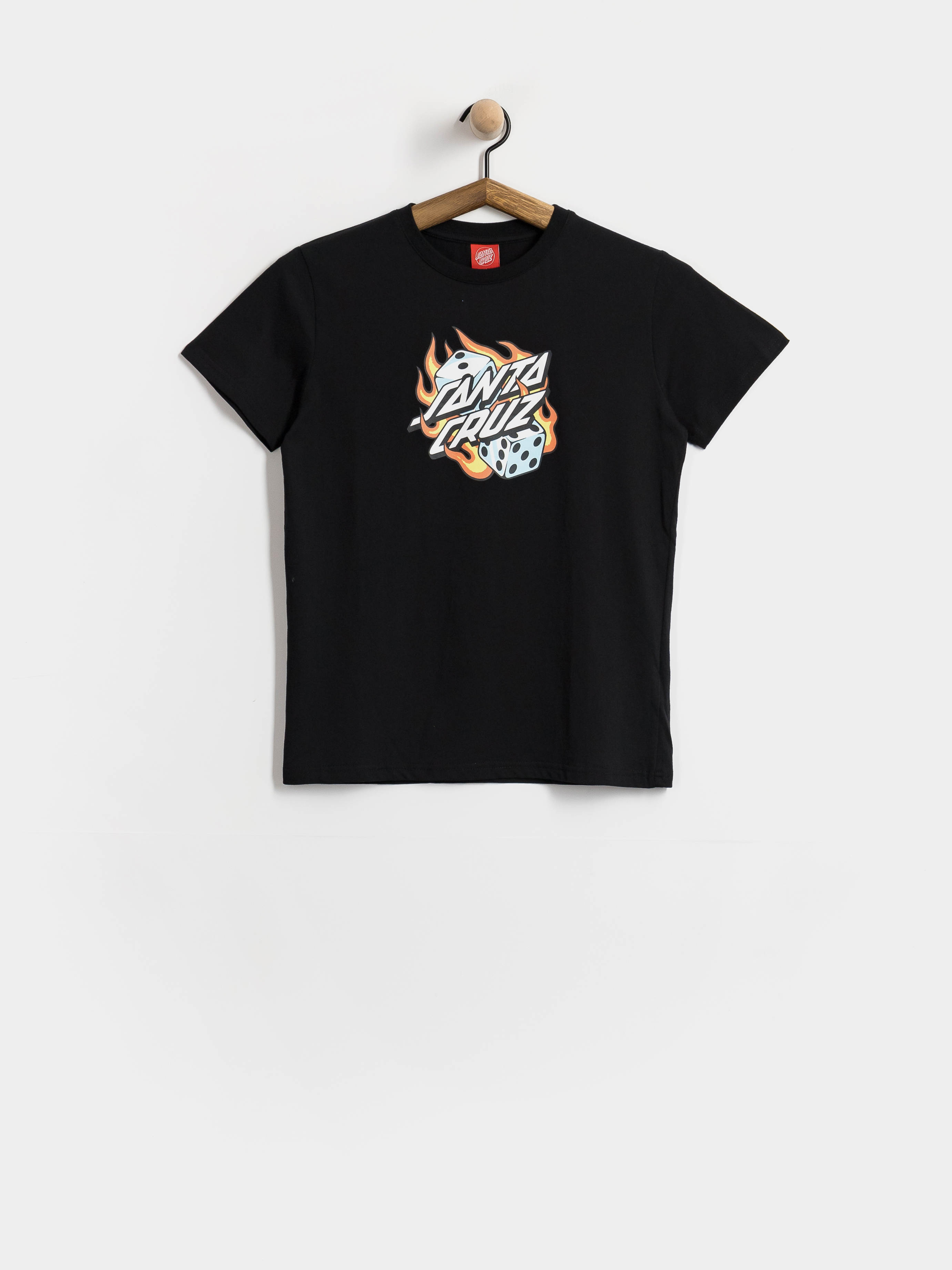 T-shirt Santa Cruz Flaming Dice Dot JR (black)