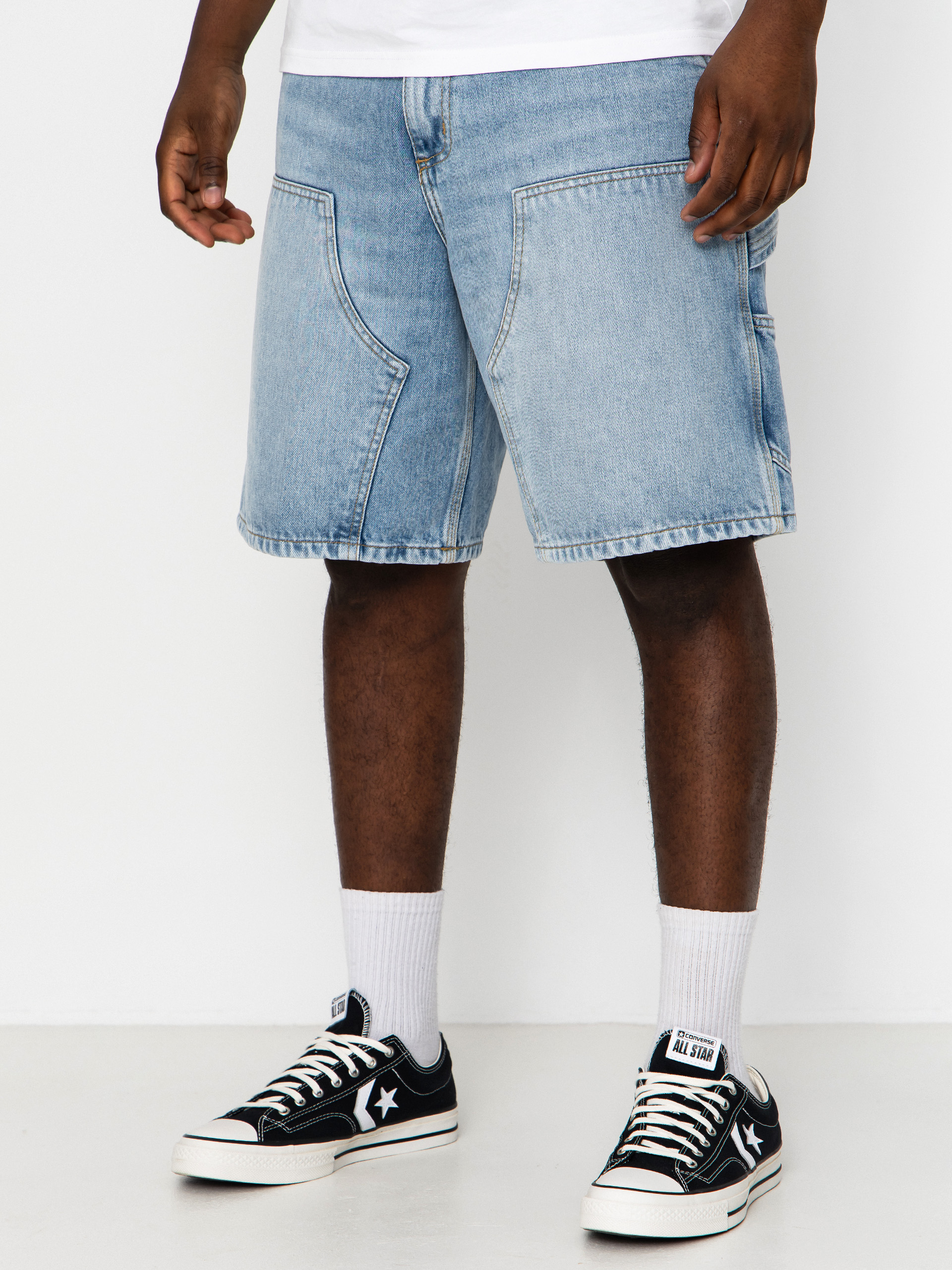 Szorty Carhartt WIP Double Knee (blue heavy worn bleached)