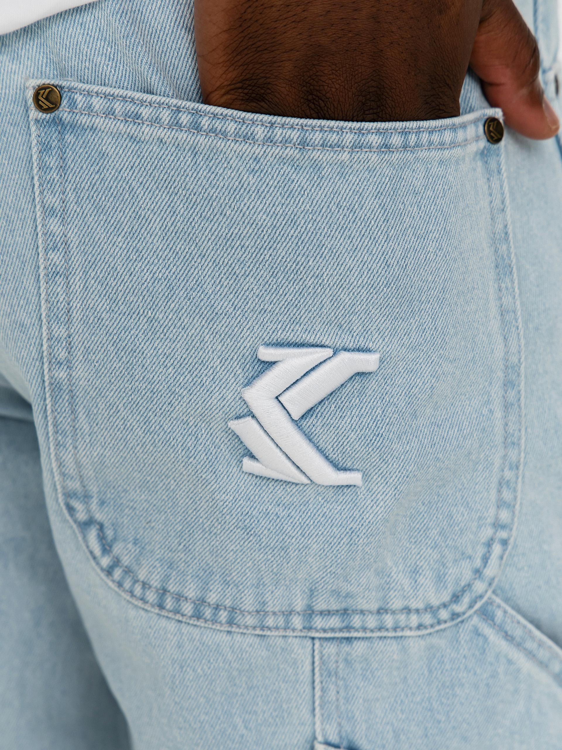 Spodnie Karl Kani Retro Tapered Workwear Denim (bleached blue)