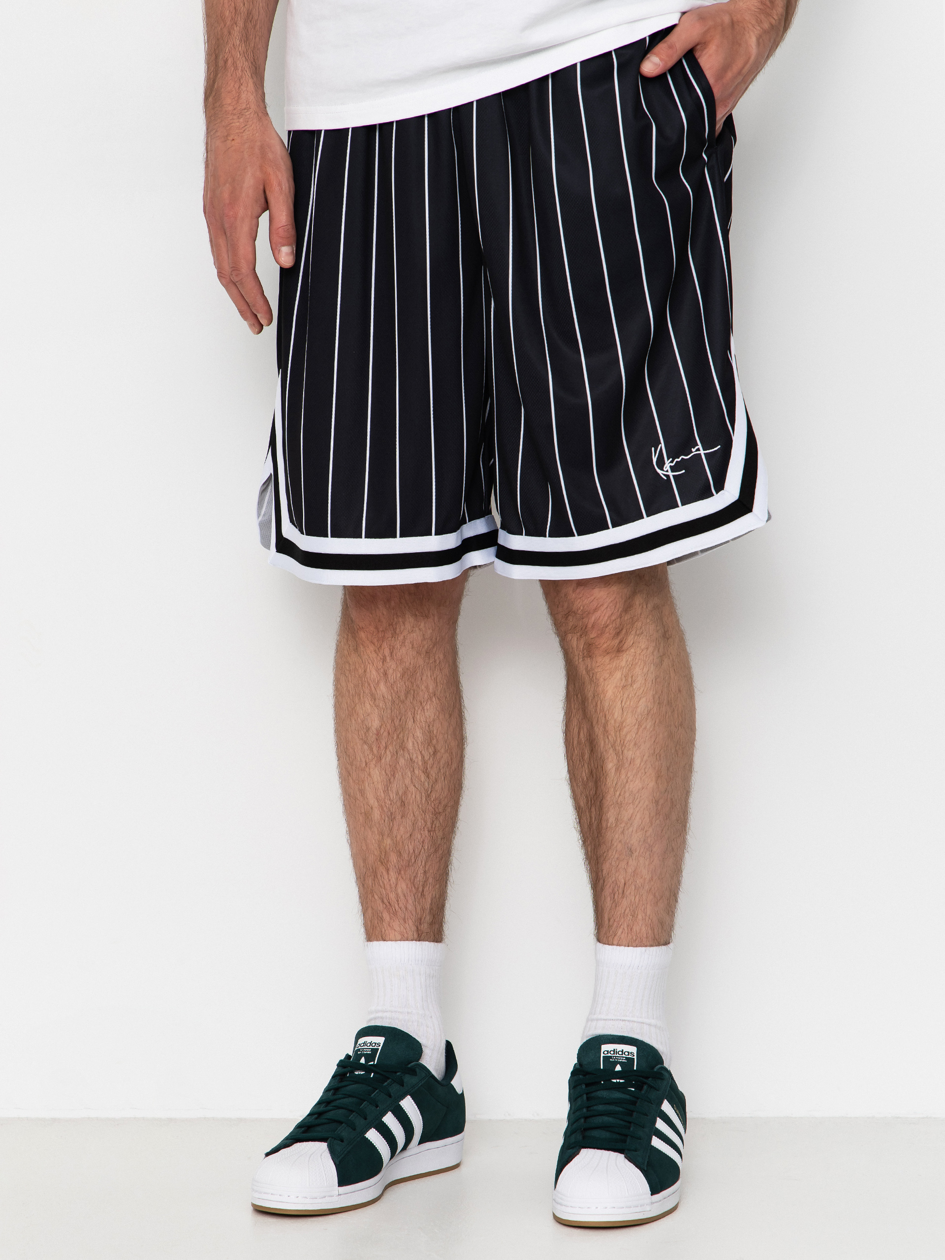 Szorty Karl Kani Small Signature Pinstripe Mesh (black/white)