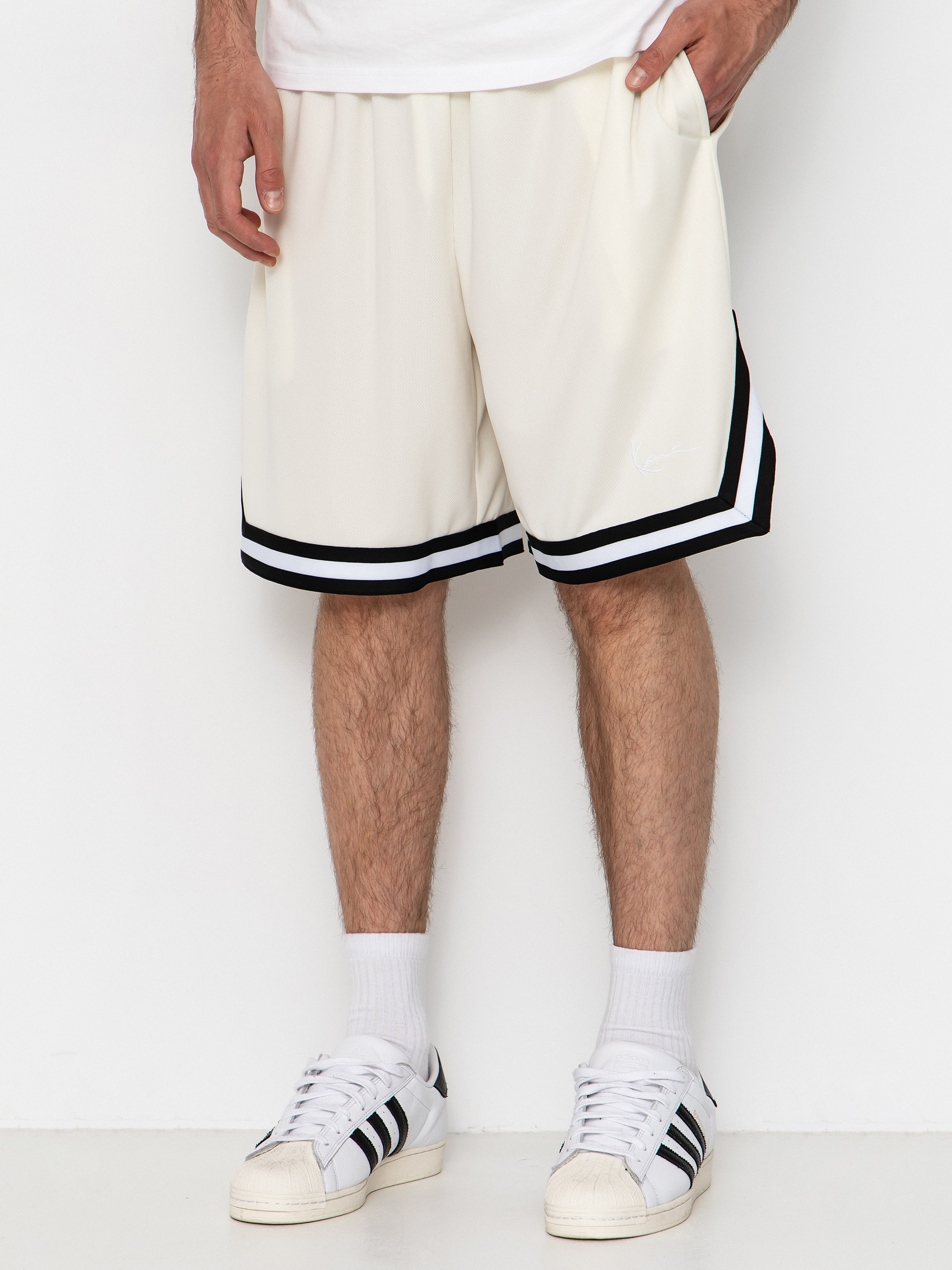 Szorty Karl Kani Small Signature Essential Mesh (off white)