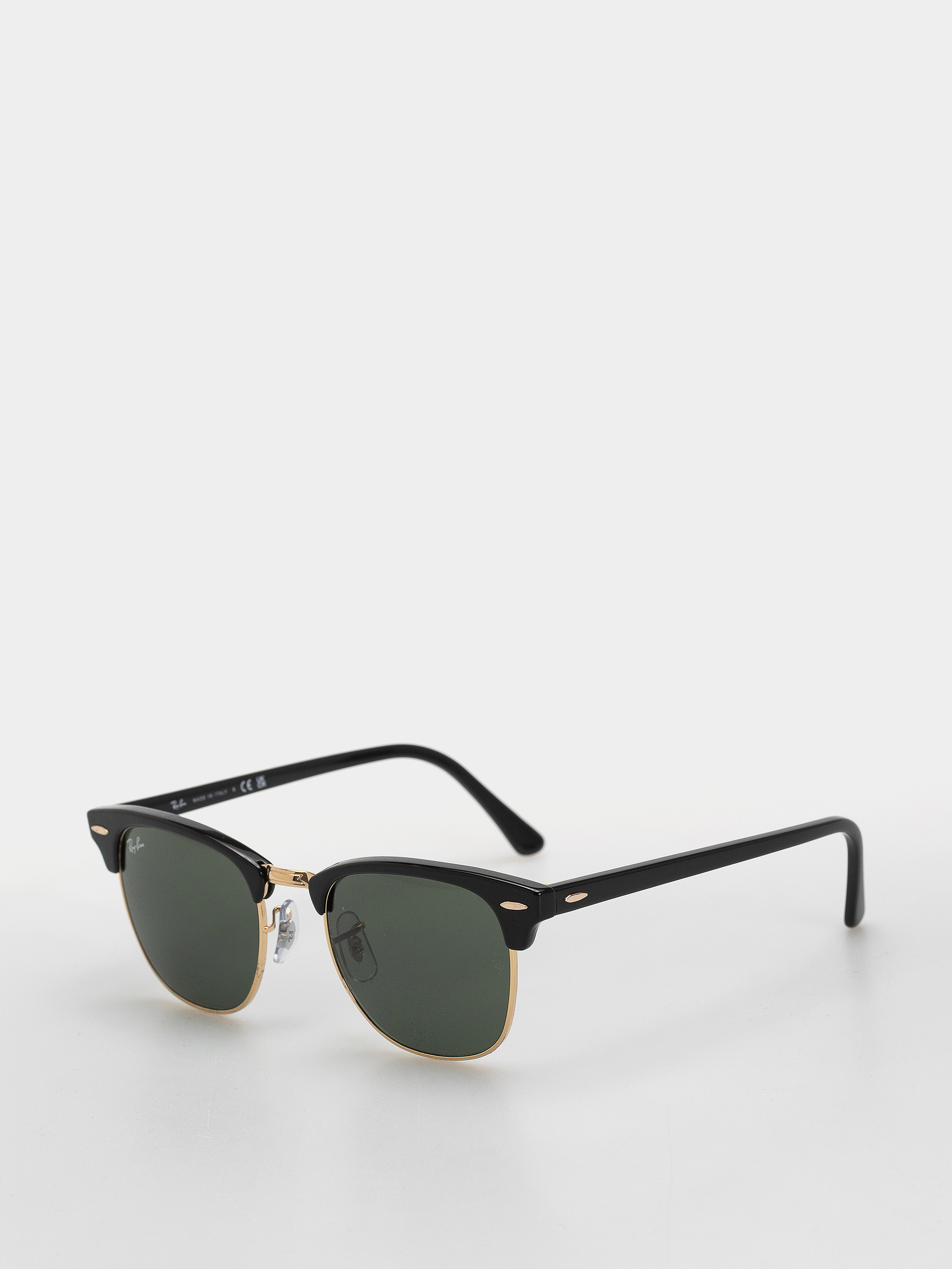 Okulary przeciwsu0142oneczne Ray-Ban Clubmaster Classic (polerowany czarno-zu0142ote/zielone g-15)