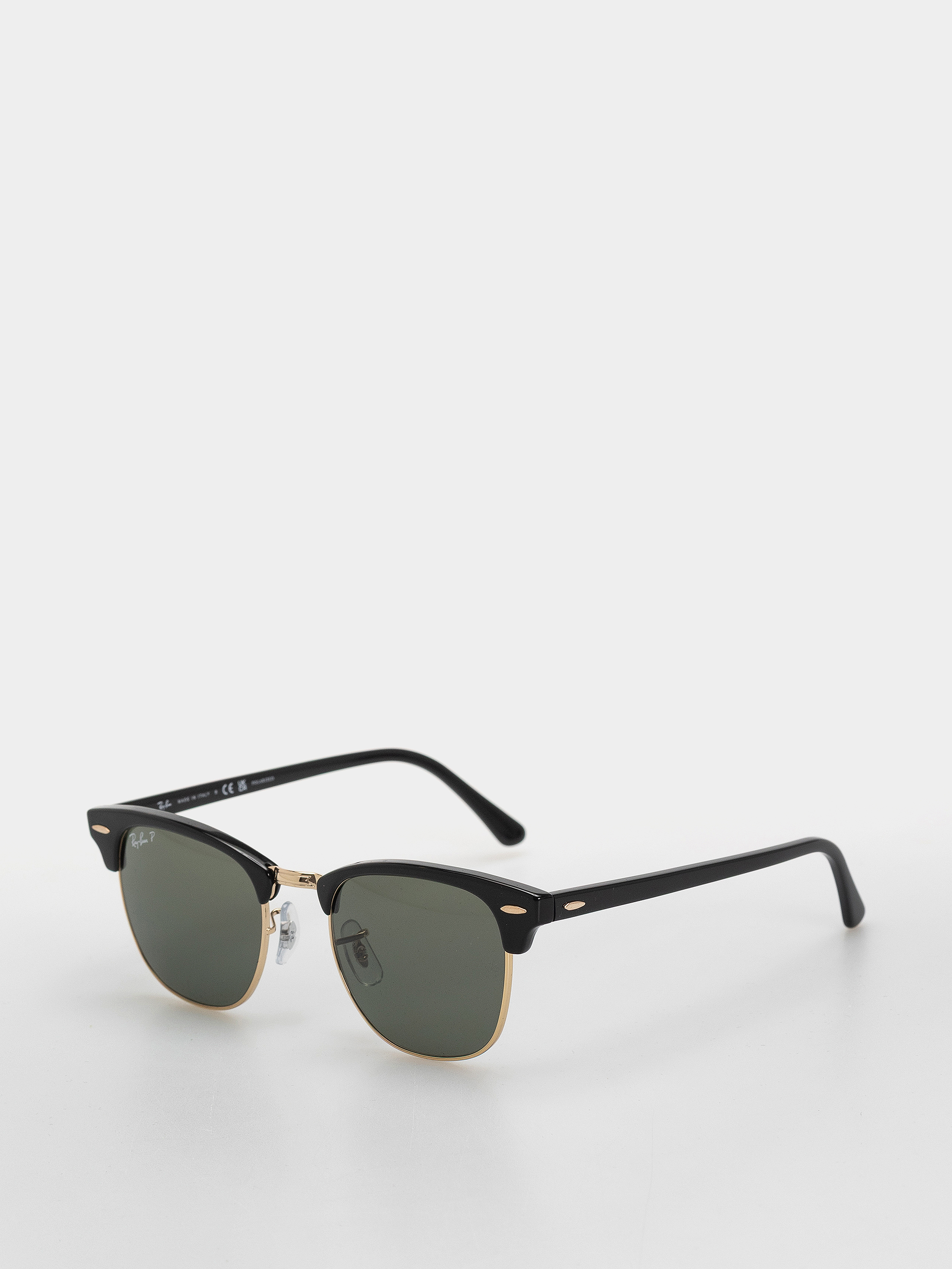 Okulary przeciwsłoneczne Ray-Ban Clubmaster Classic (polerowany czarny i złoty/zielony g-15 polaryzowany)