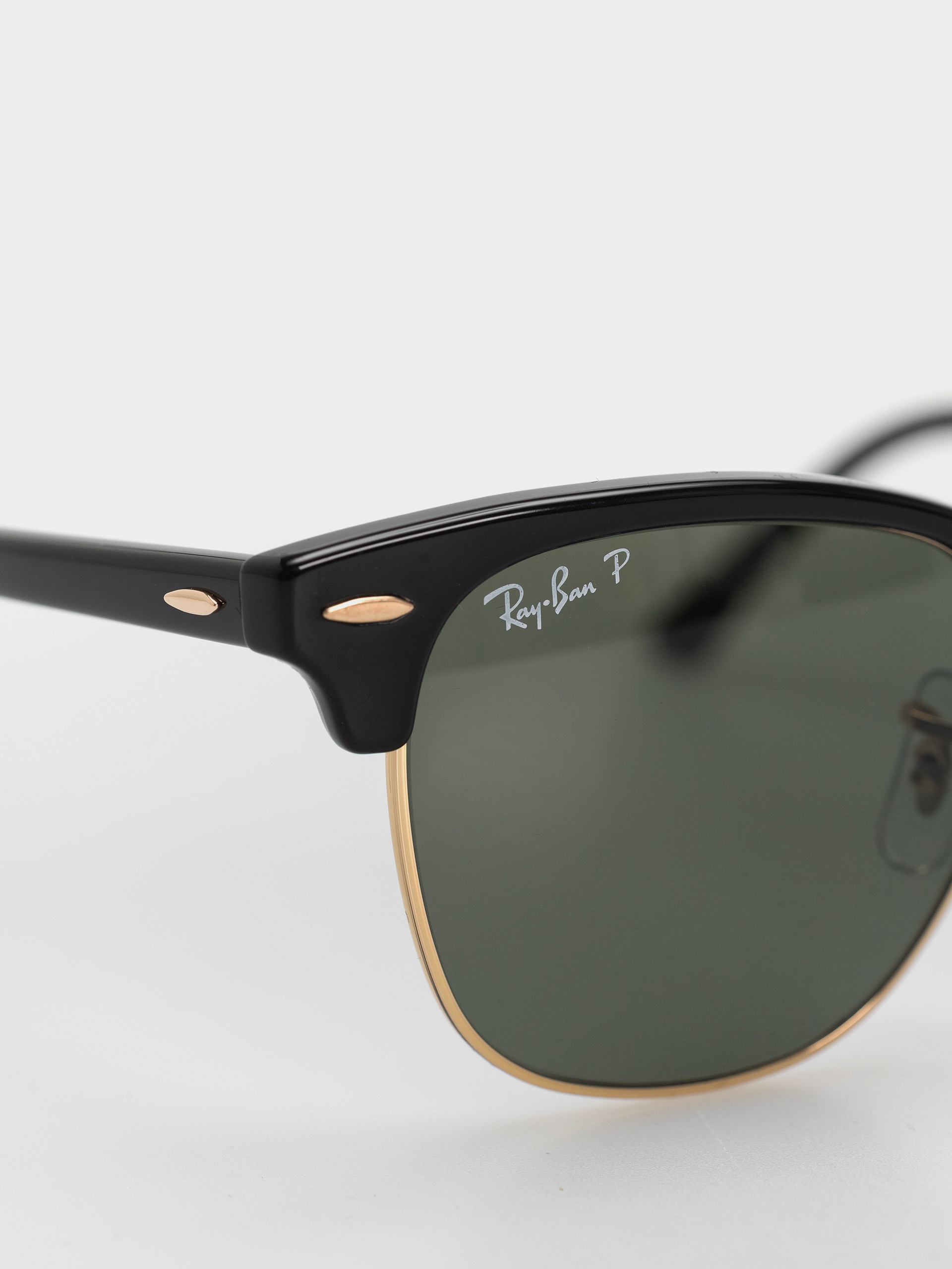 Okulary przeciwsłoneczne Ray-Ban Clubmaster Classic (polerowany czarny i złoty/zielony g-15 polaryzowany)