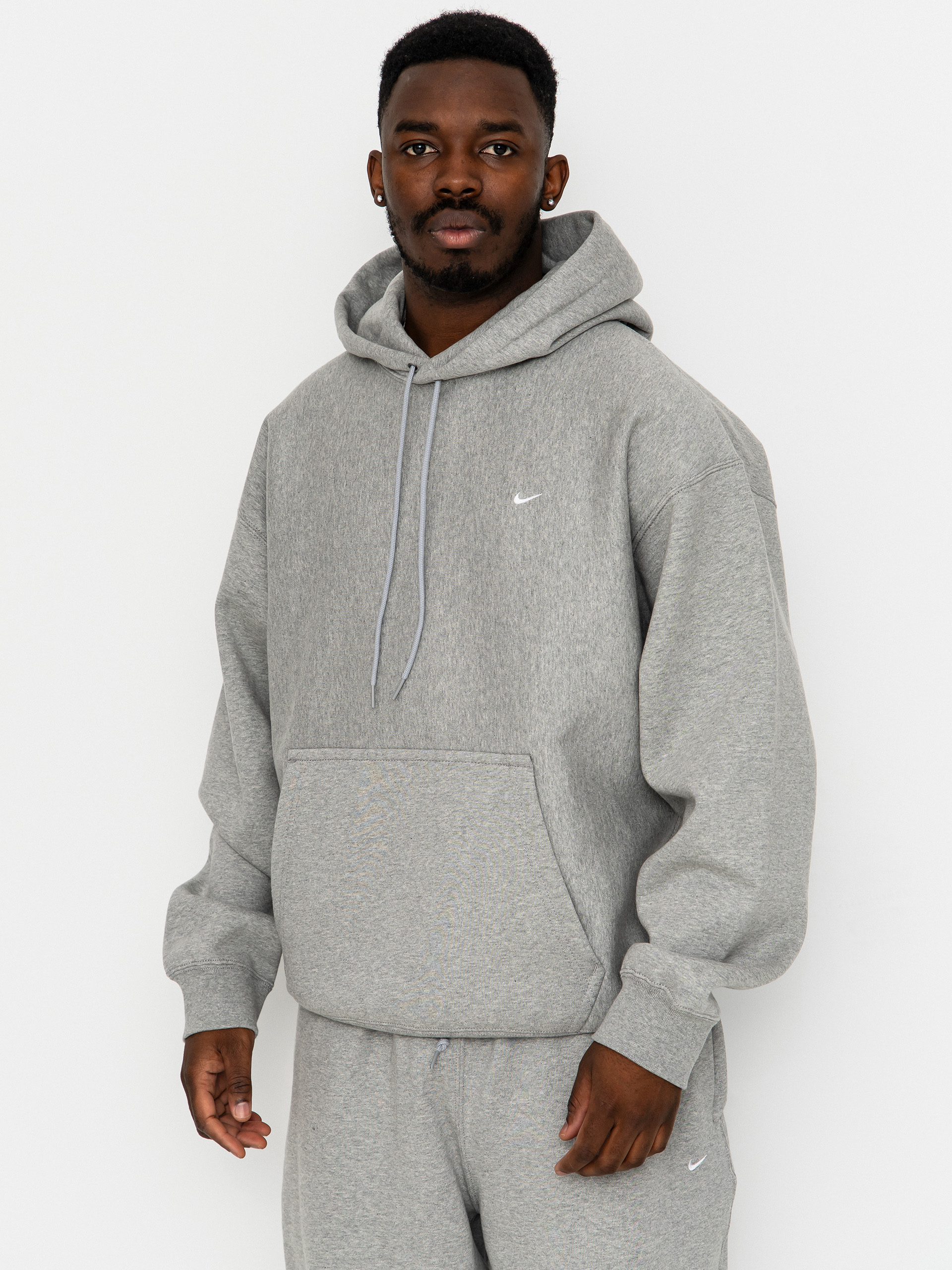 Bluza z kapturem Nike SB Solo Swoosh HD (dk grey heather/lt smoke grey/white)