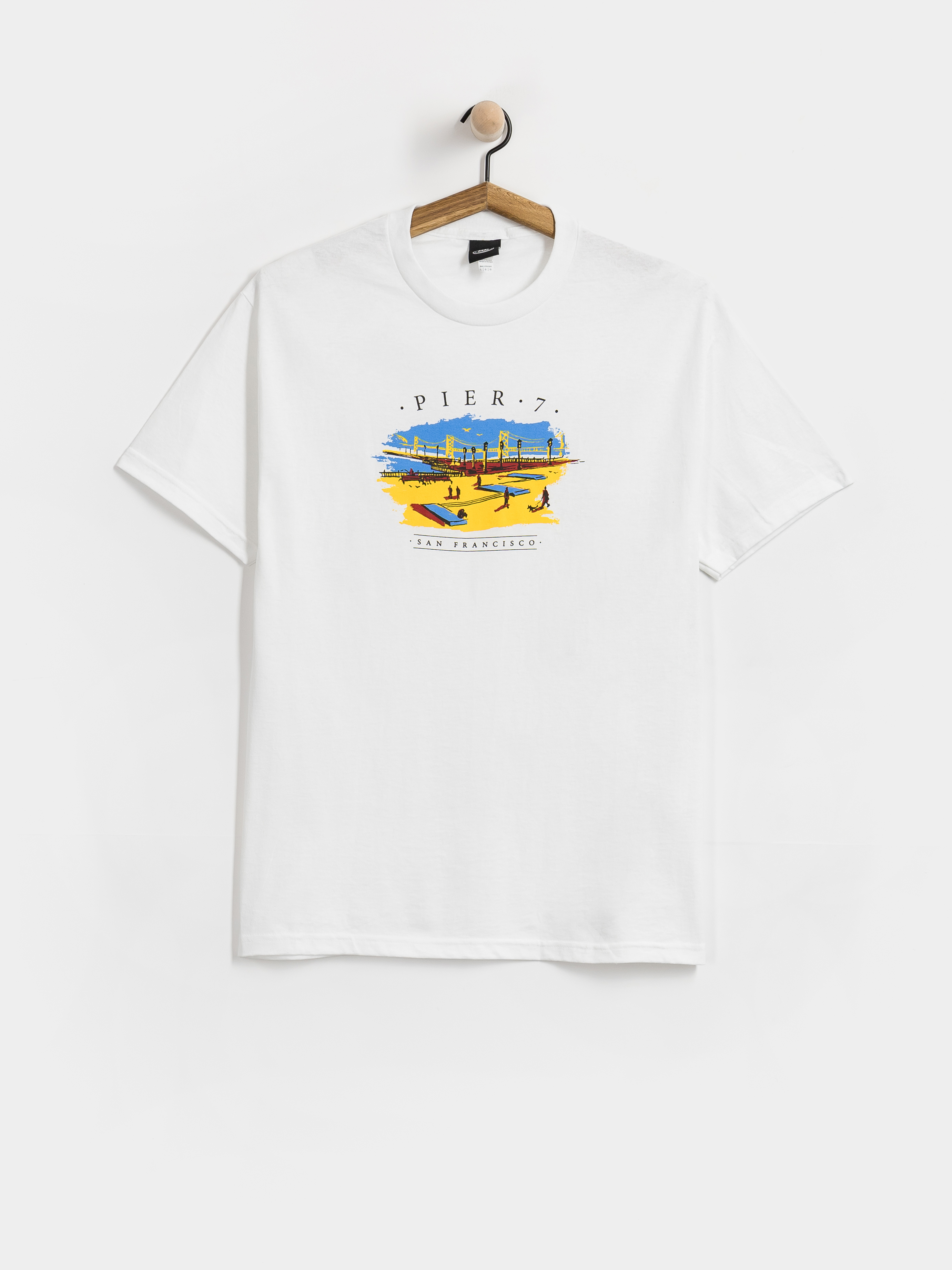 T-shirt Real Pier 7 (white w/multi color print)