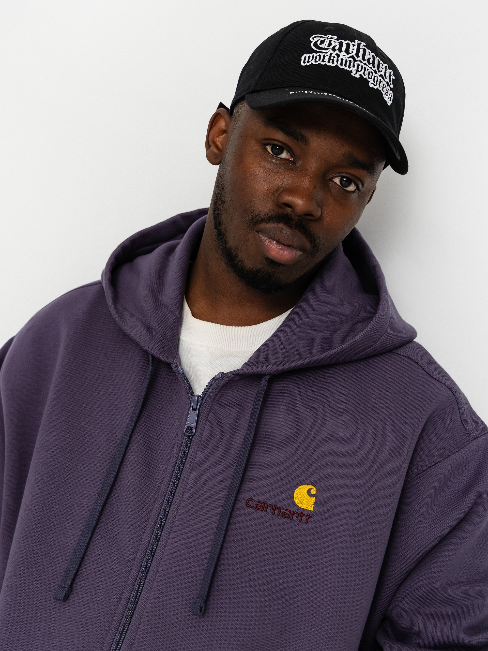 Bluza z kapturem Carhartt WIP American Script ZHD (shady purple)