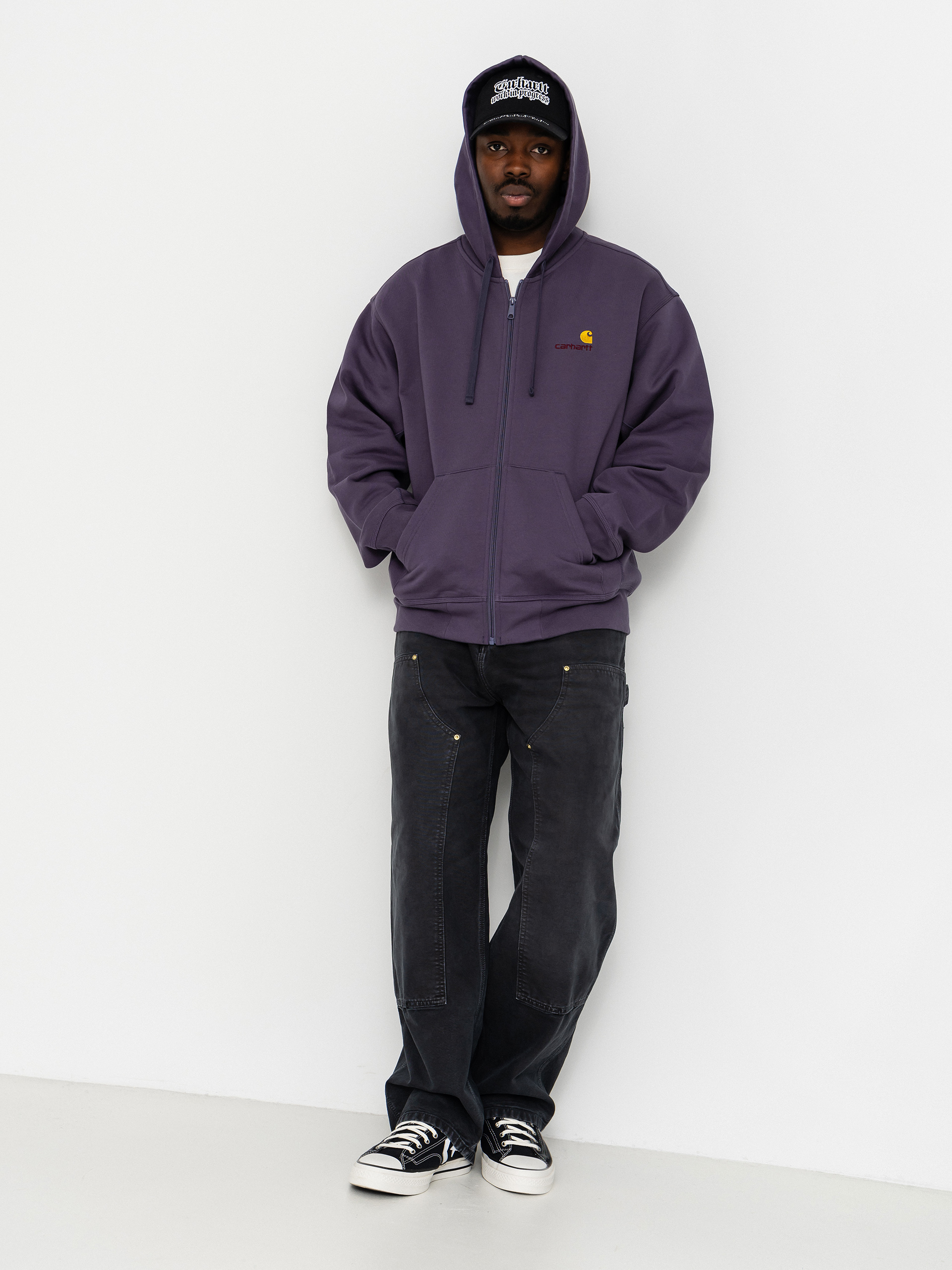 Bluza z kapturem Carhartt WIP American Script ZHD (shady purple)