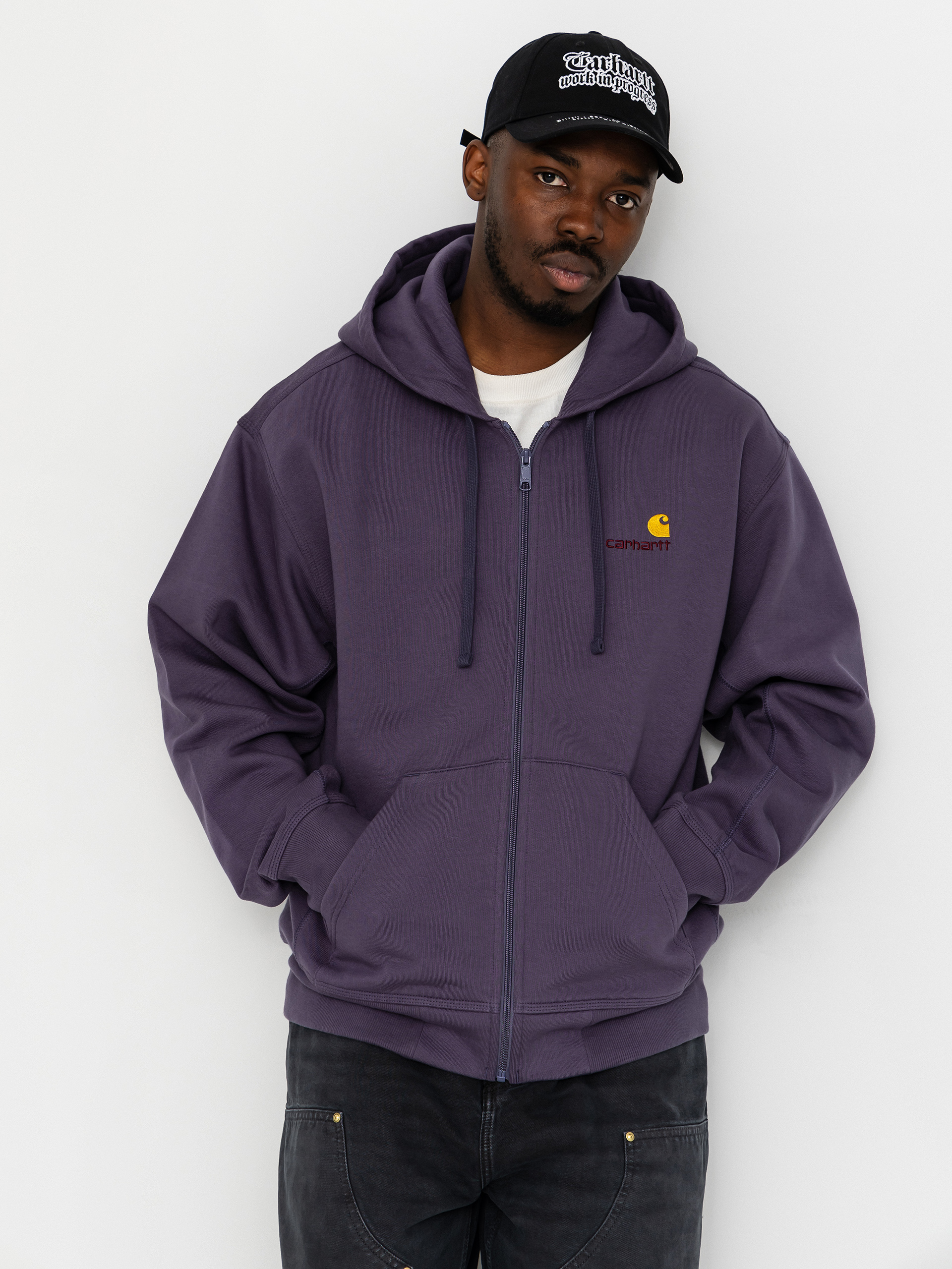 Bluza z kapturem Carhartt WIP American Script ZHD (shady purple)