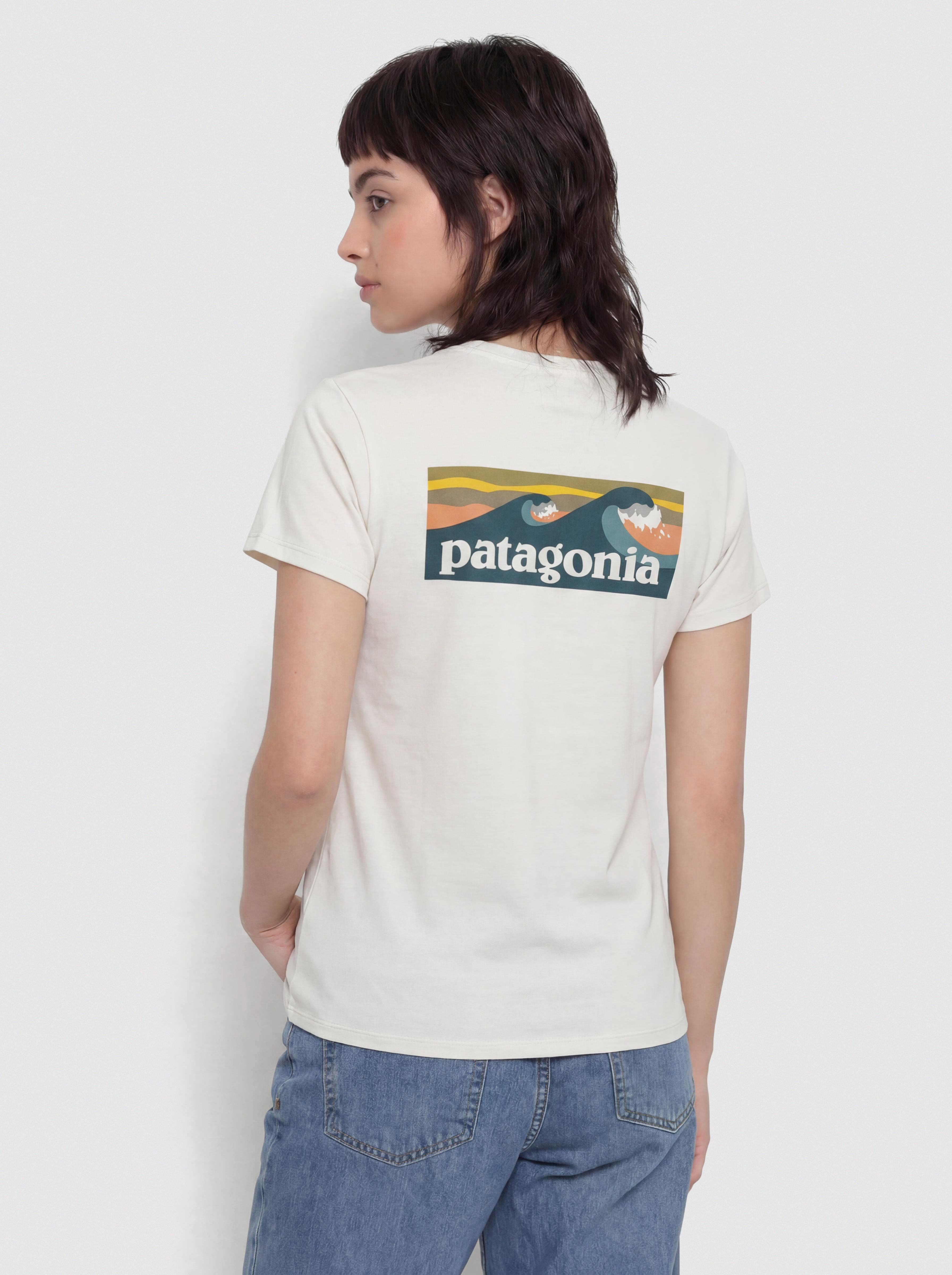 T-shirt Patagonia Capilene Cool Boardshort Logo Wmn (dyno white)