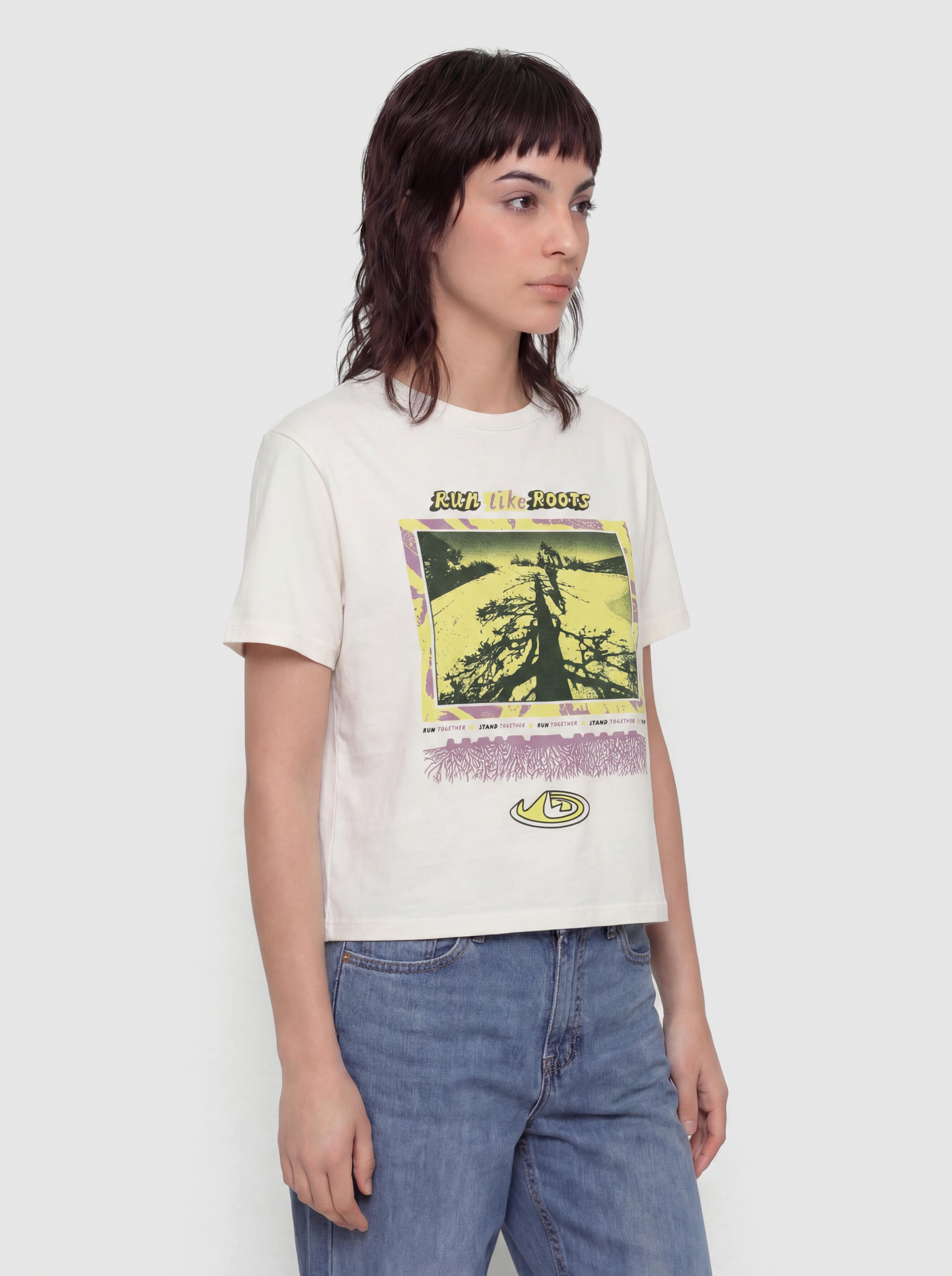 T-shirt Patagonia Run Like Roots Wmn (undyed natural)
