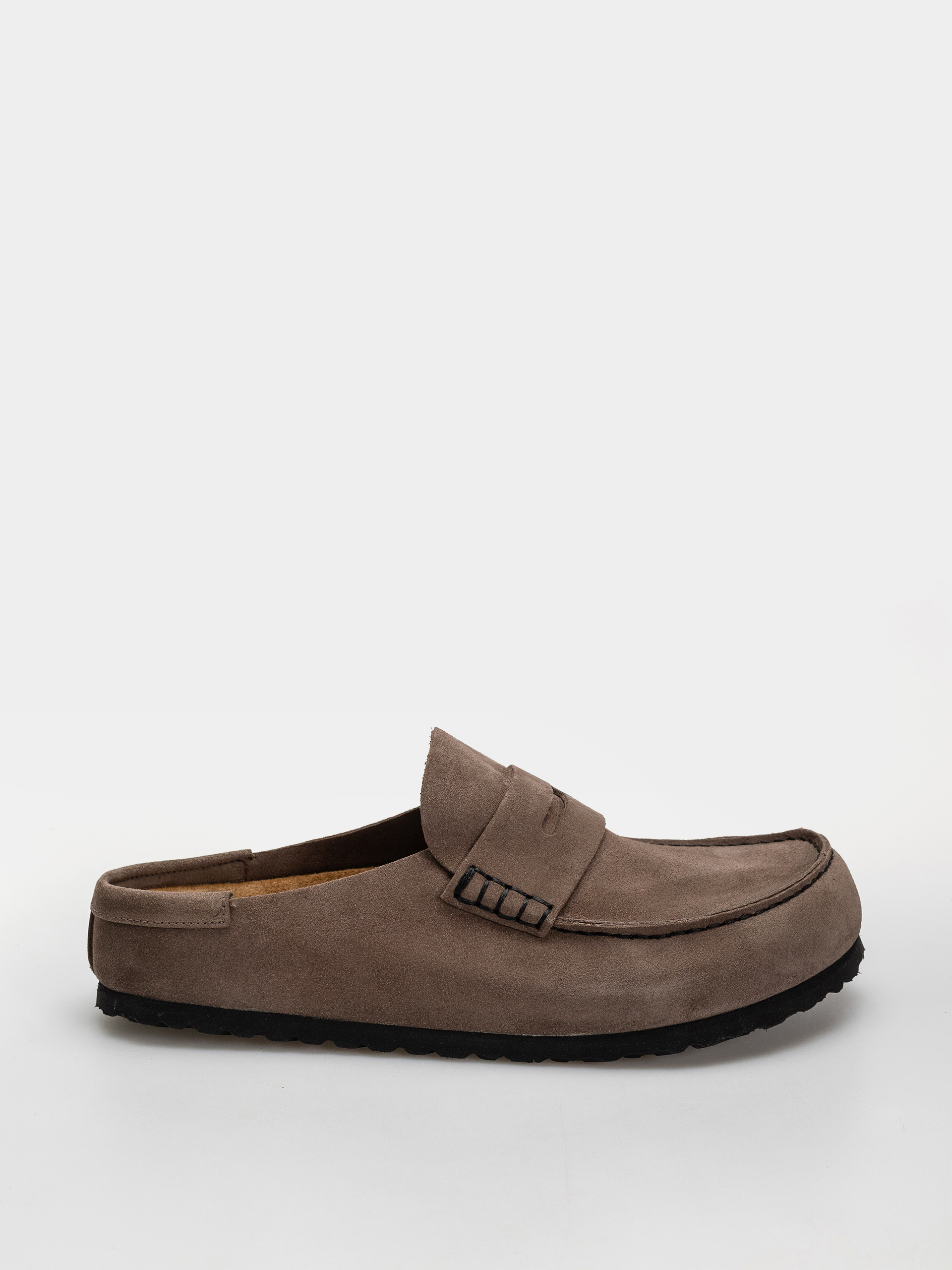 Klapki Birkenstock Naples Wrapped Suede Leather Regular (concrete gray)