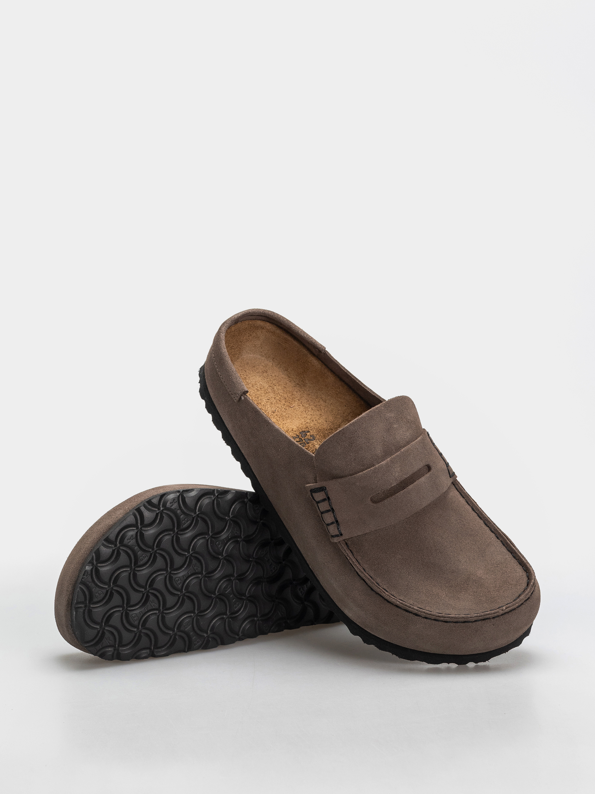 Klapki Birkenstock Naples Wrapped Suede Leather Regular (concrete gray)