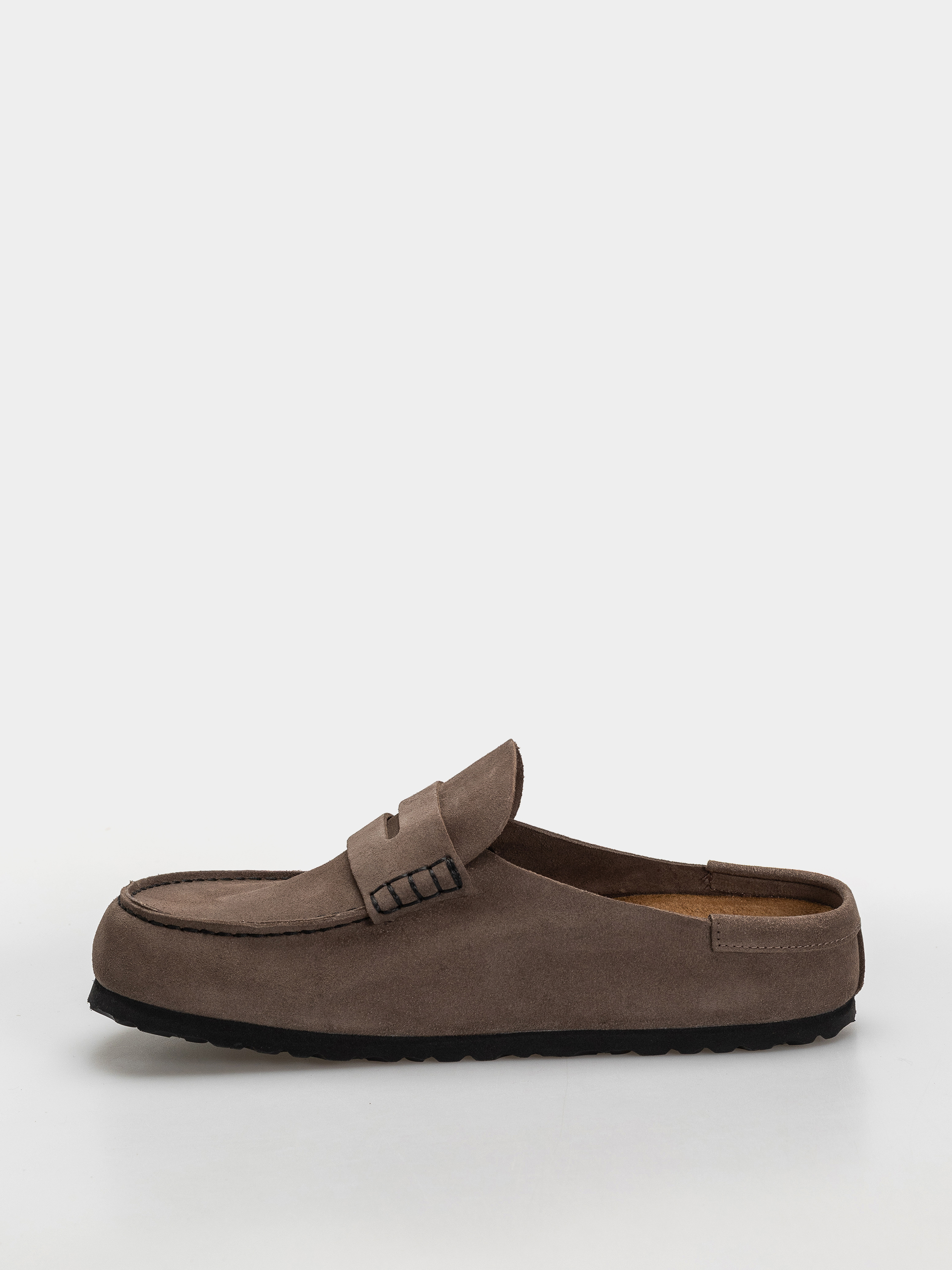 Klapki Birkenstock Naples Wrapped Suede Leather Regular (concrete gray)